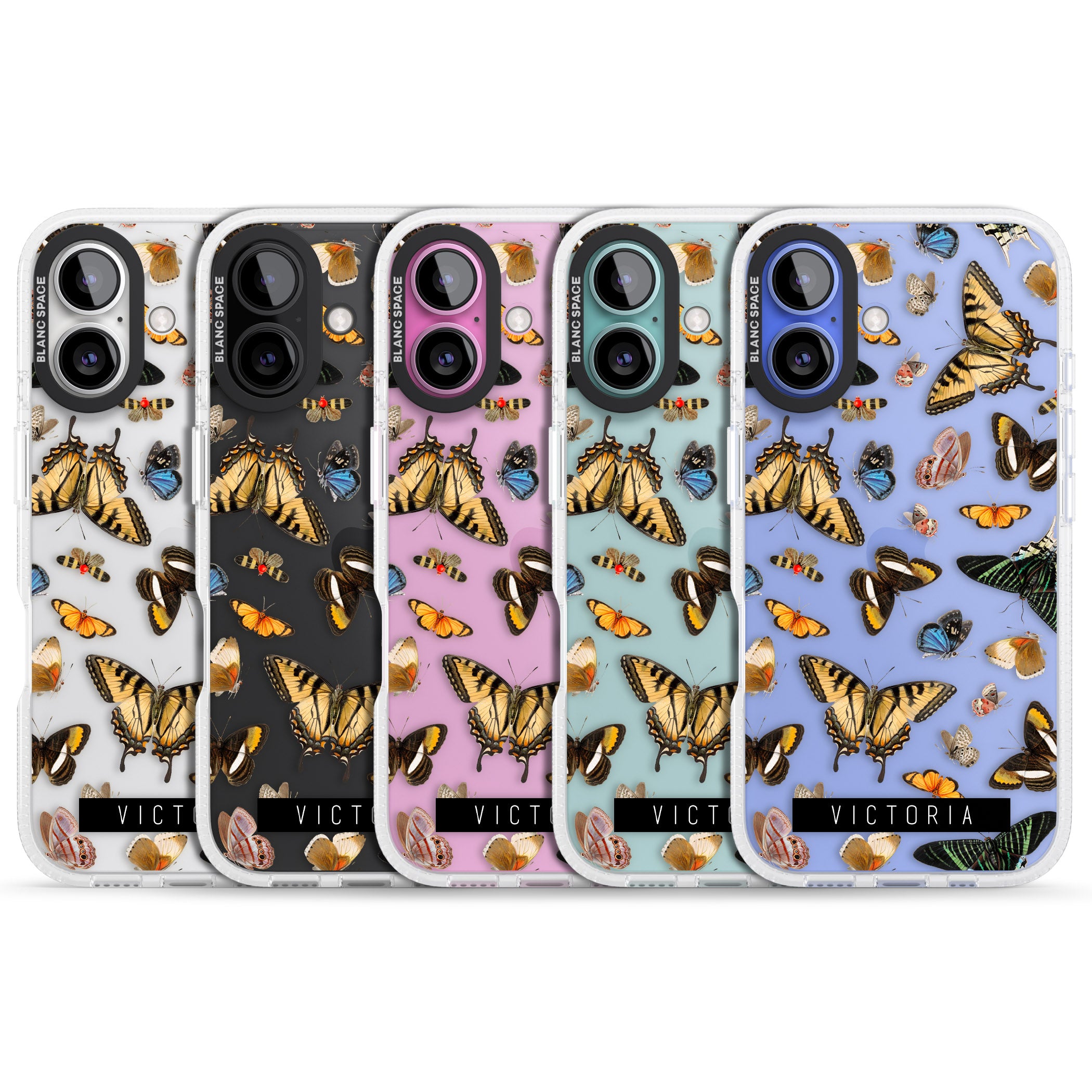 Personalised Photorealistic Butterfly iPhone 16 / 16 Plus Clear Case Impact Air - Blanc Space