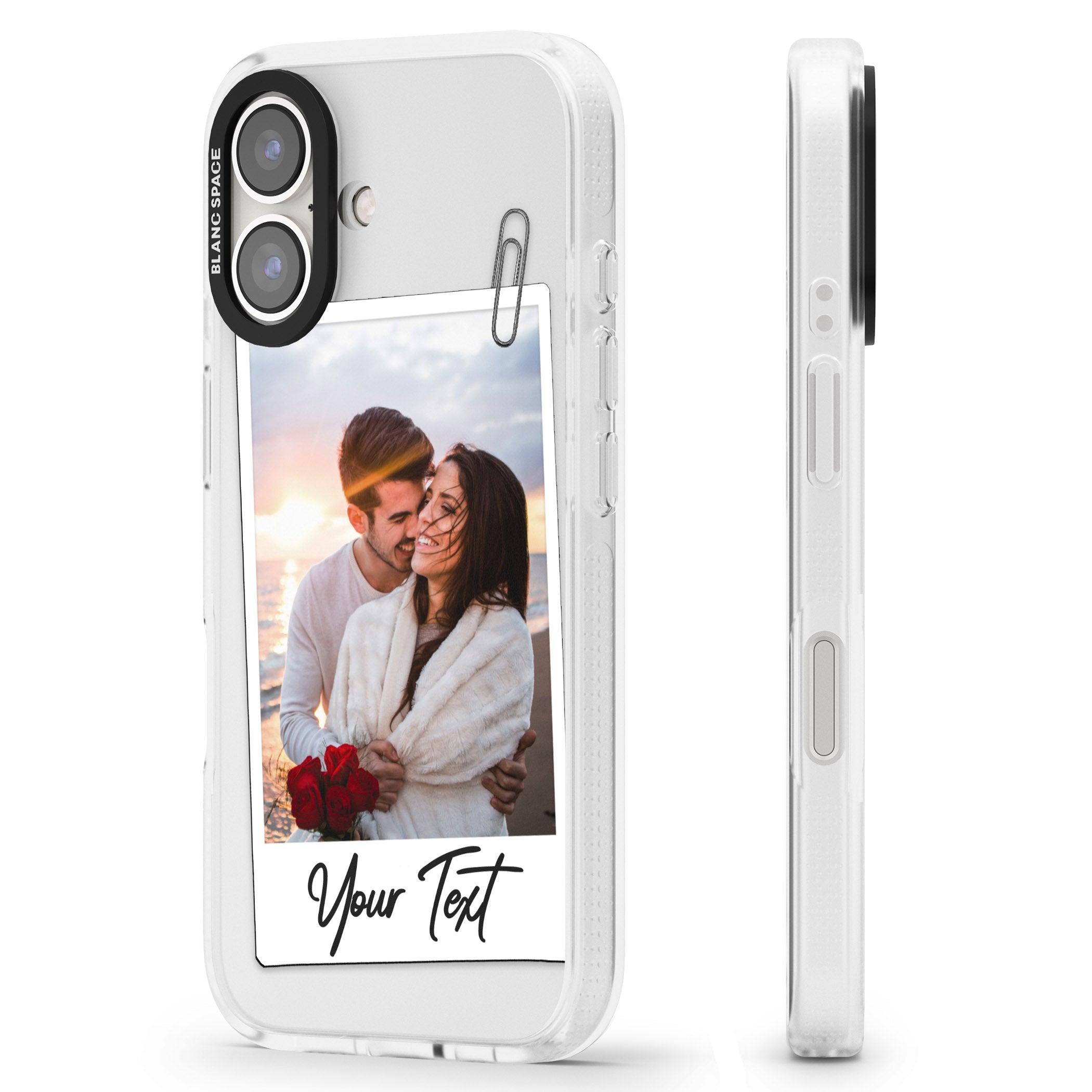 Personalised Instant Camera Photo iPhone 16 / 16 Plus Clear Case Impact Air - Blanc Space