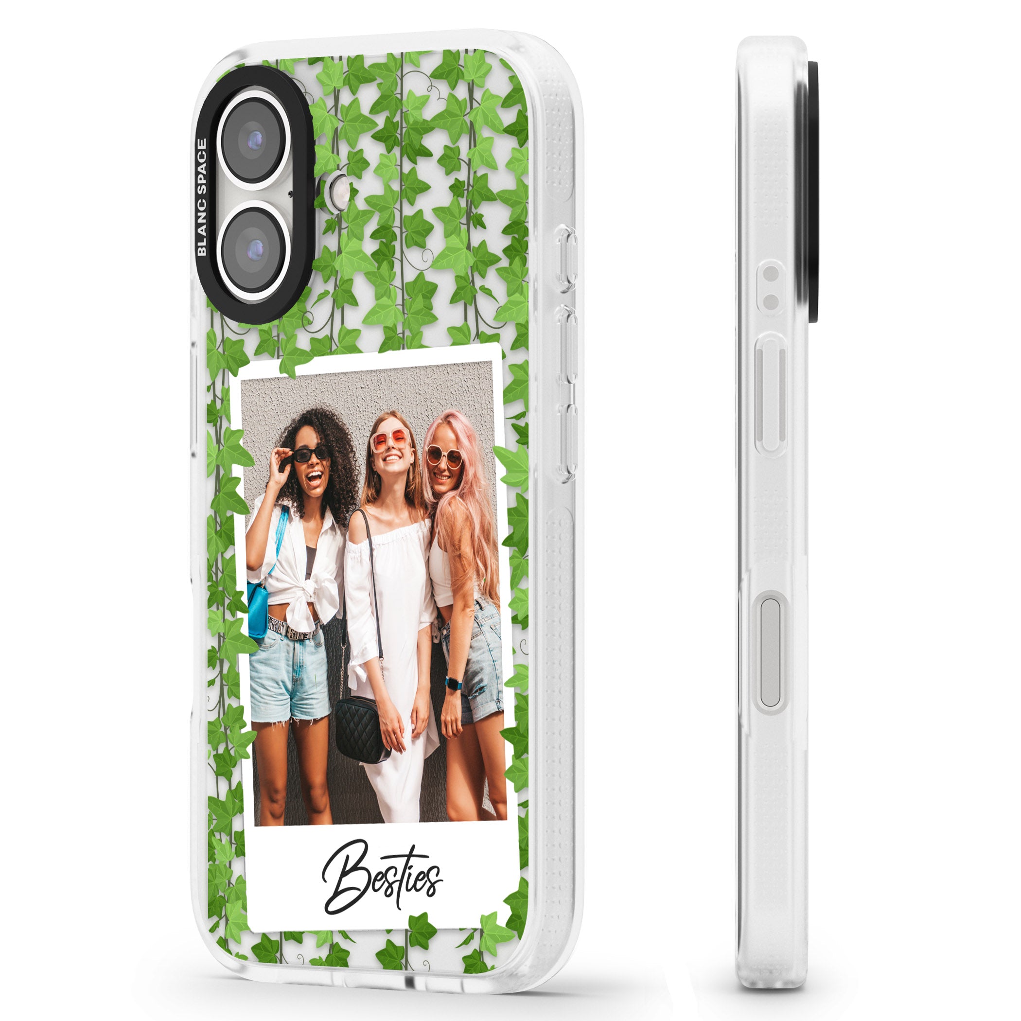 Personalised Ivy Vine Instant Photo iPhone 16 / 16 Plus Clear Case Impact Air - Blanc Space