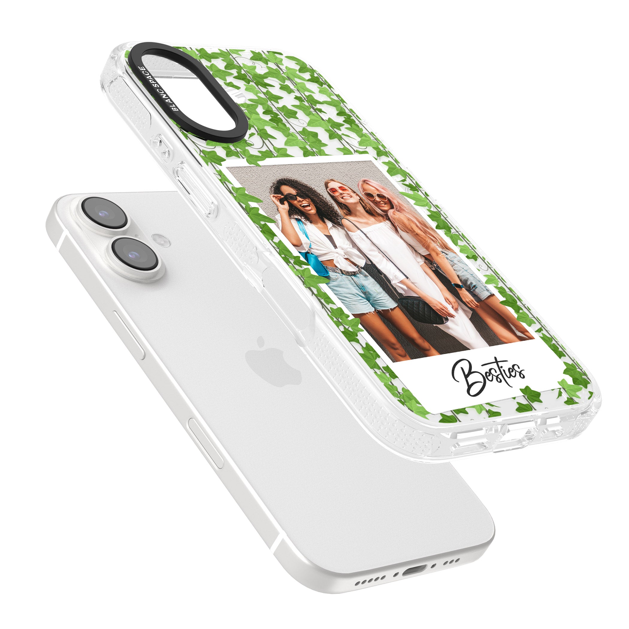 Personalised Ivy Vine Instant Photo iPhone 16 / 16 Plus Clear Case Impact Air - Blanc Space