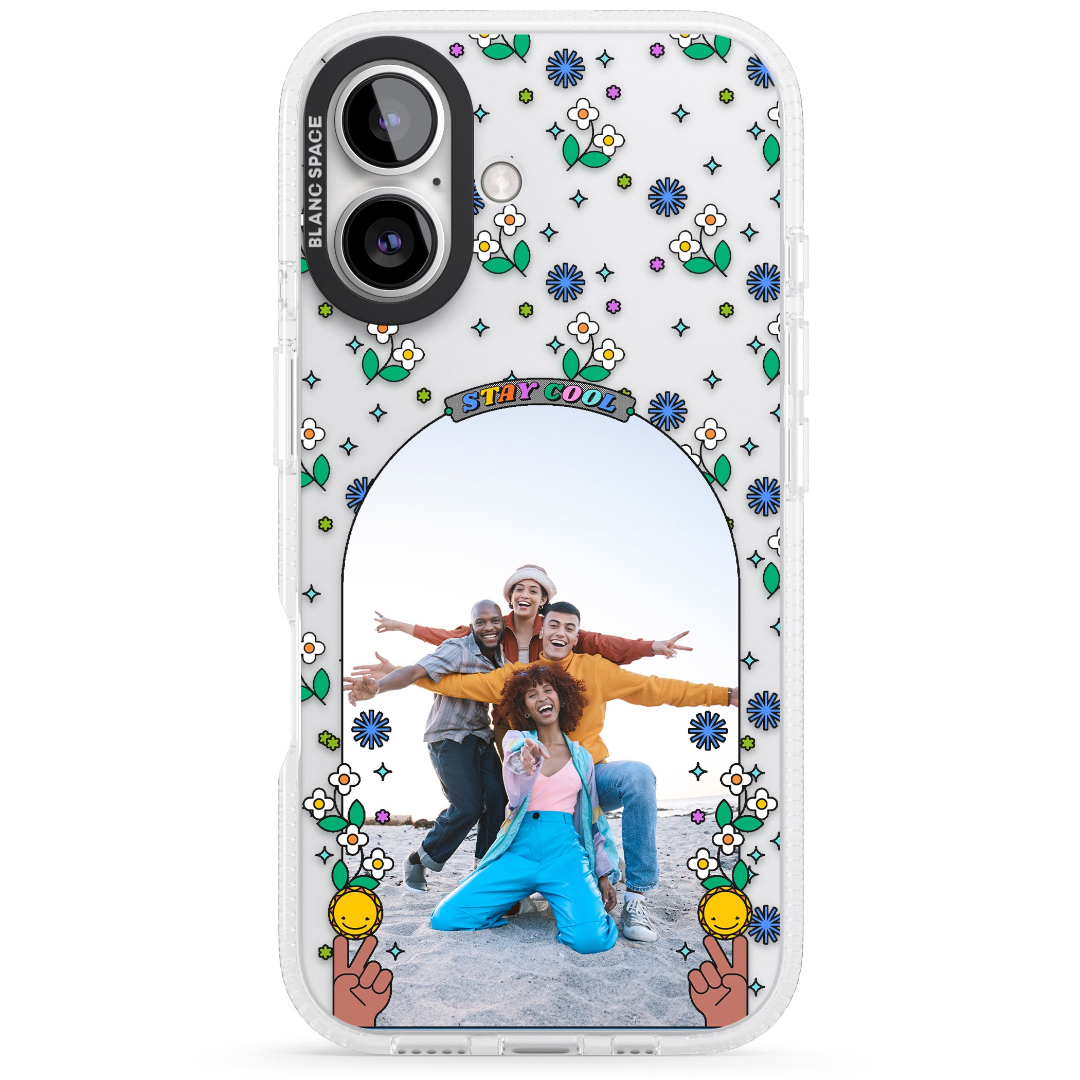 Personalised Summer Photo Frame iPhone 16 / 16 Plus Clear Case Impact Air - Blanc Space