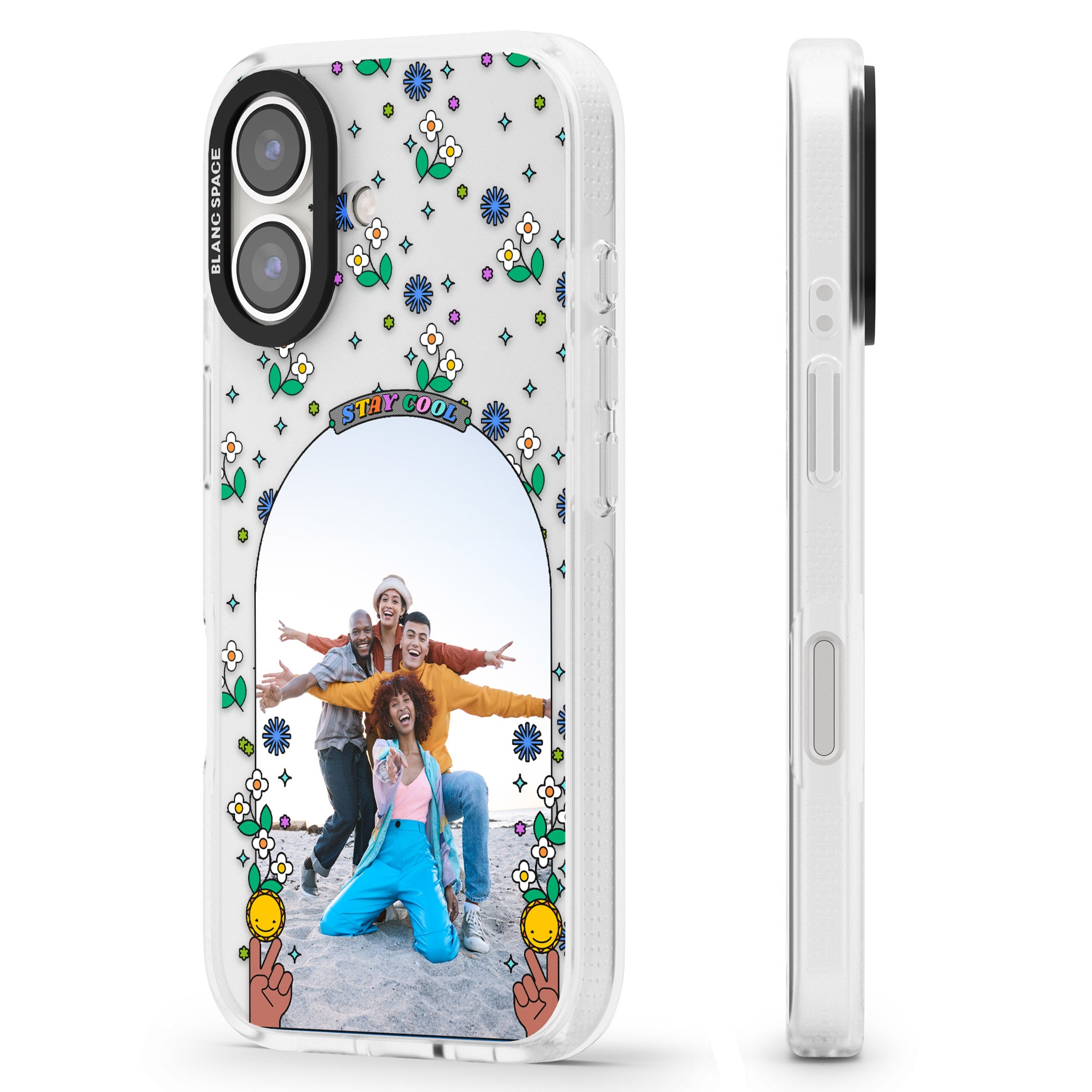 Personalised Summer Photo Frame iPhone 16 / 16 Plus Clear Case Impact Air - Blanc Space