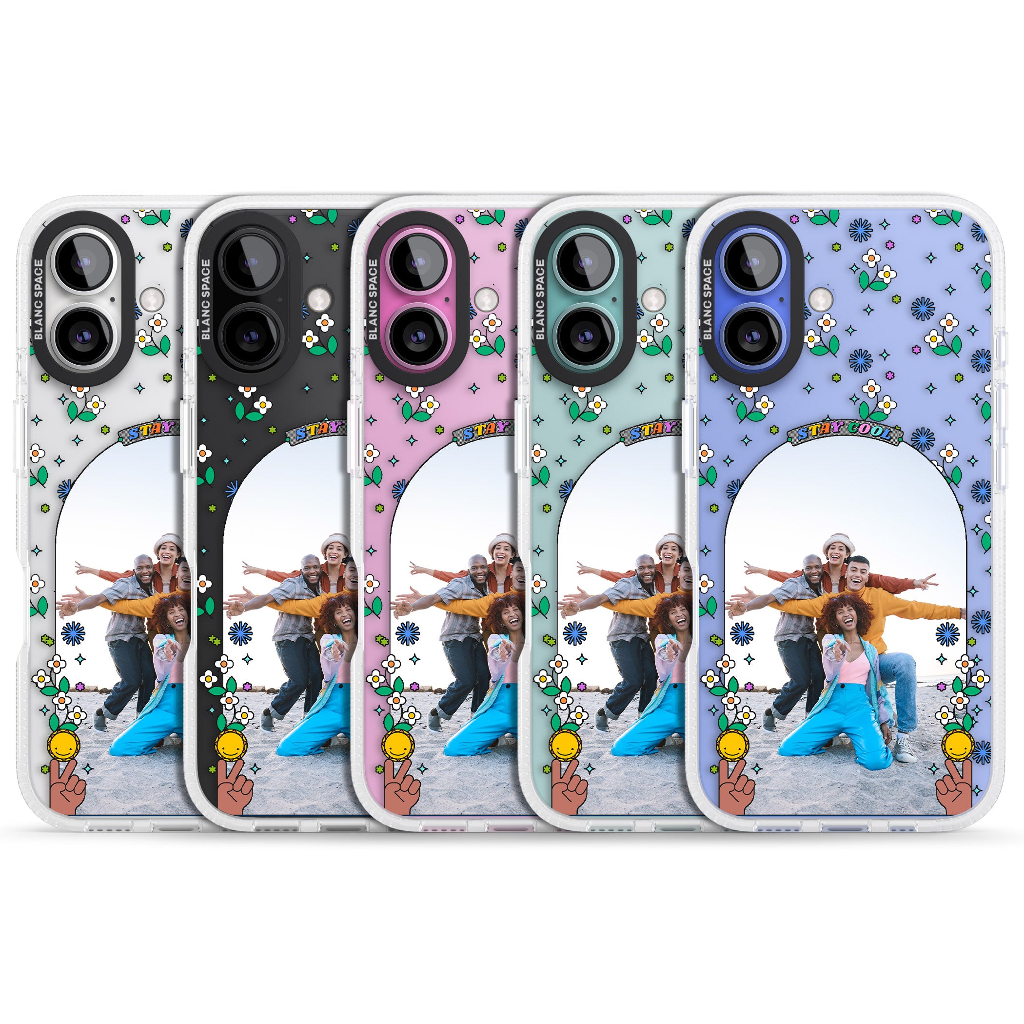 Personalised Summer Photo Frame iPhone 16 / 16 Plus Clear Case Impact Air - Blanc Space