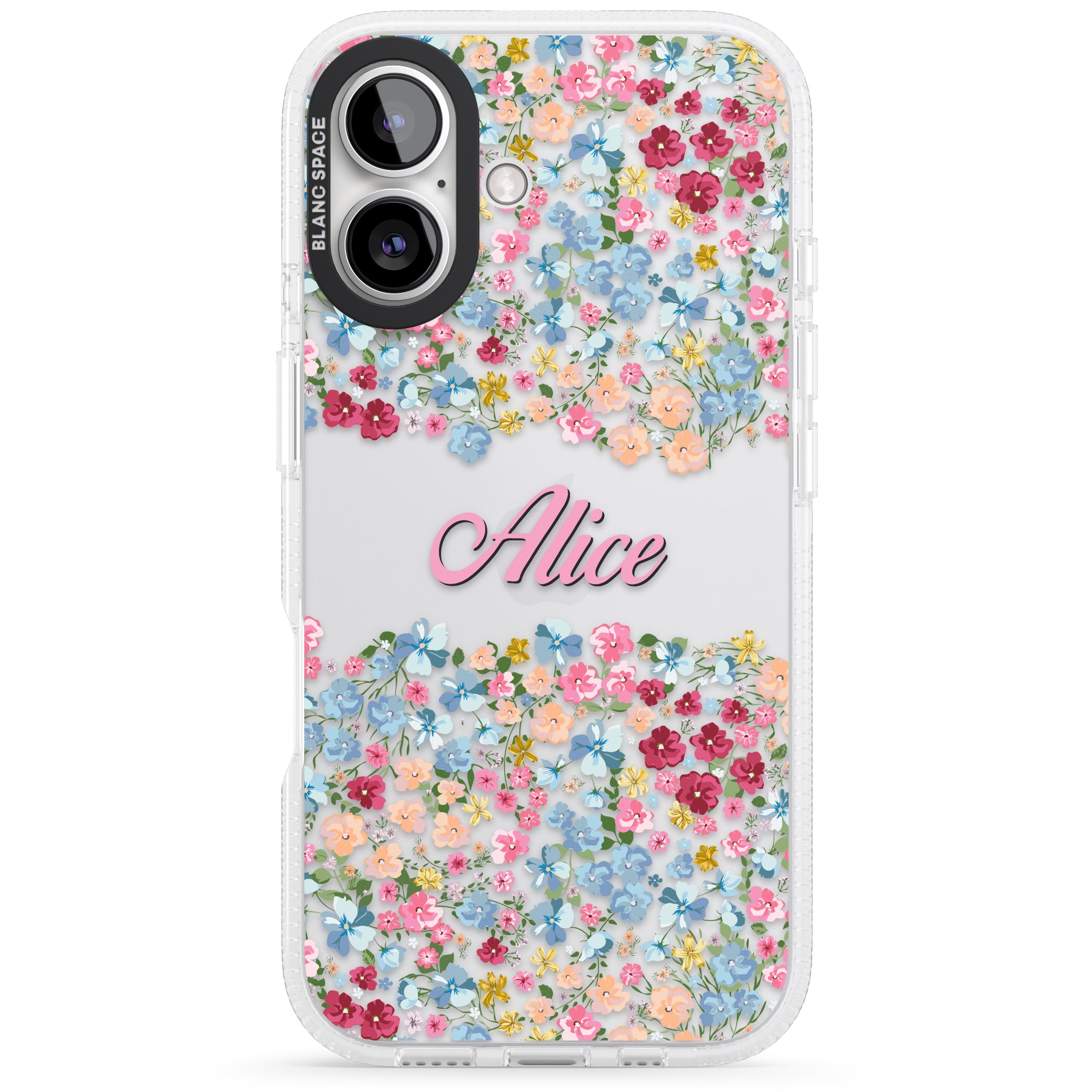 Personalised Venetian Meadow iPhone 16 / 16 Plus Clear Case Impact Air - Blanc Space