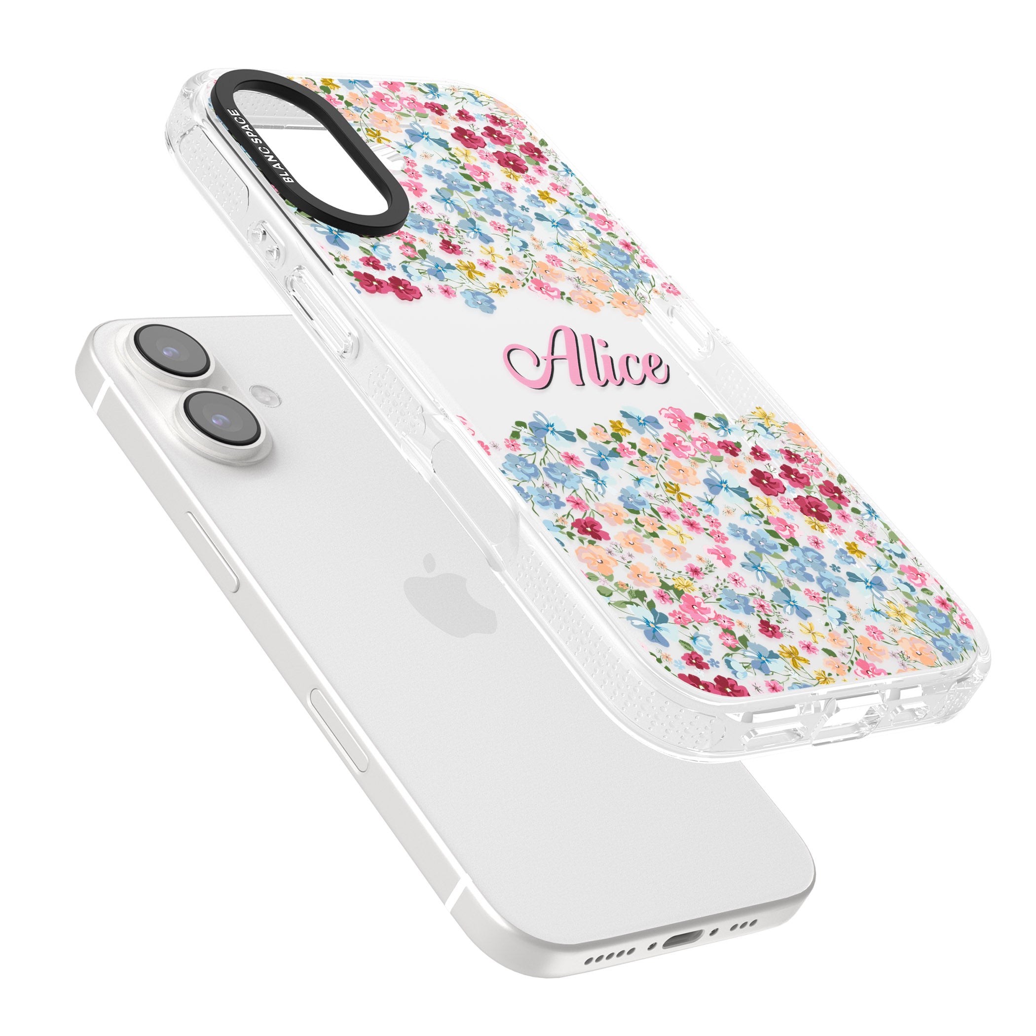 Personalised Venetian Meadow iPhone 16 / 16 Plus Clear Case Impact Air - Blanc Space