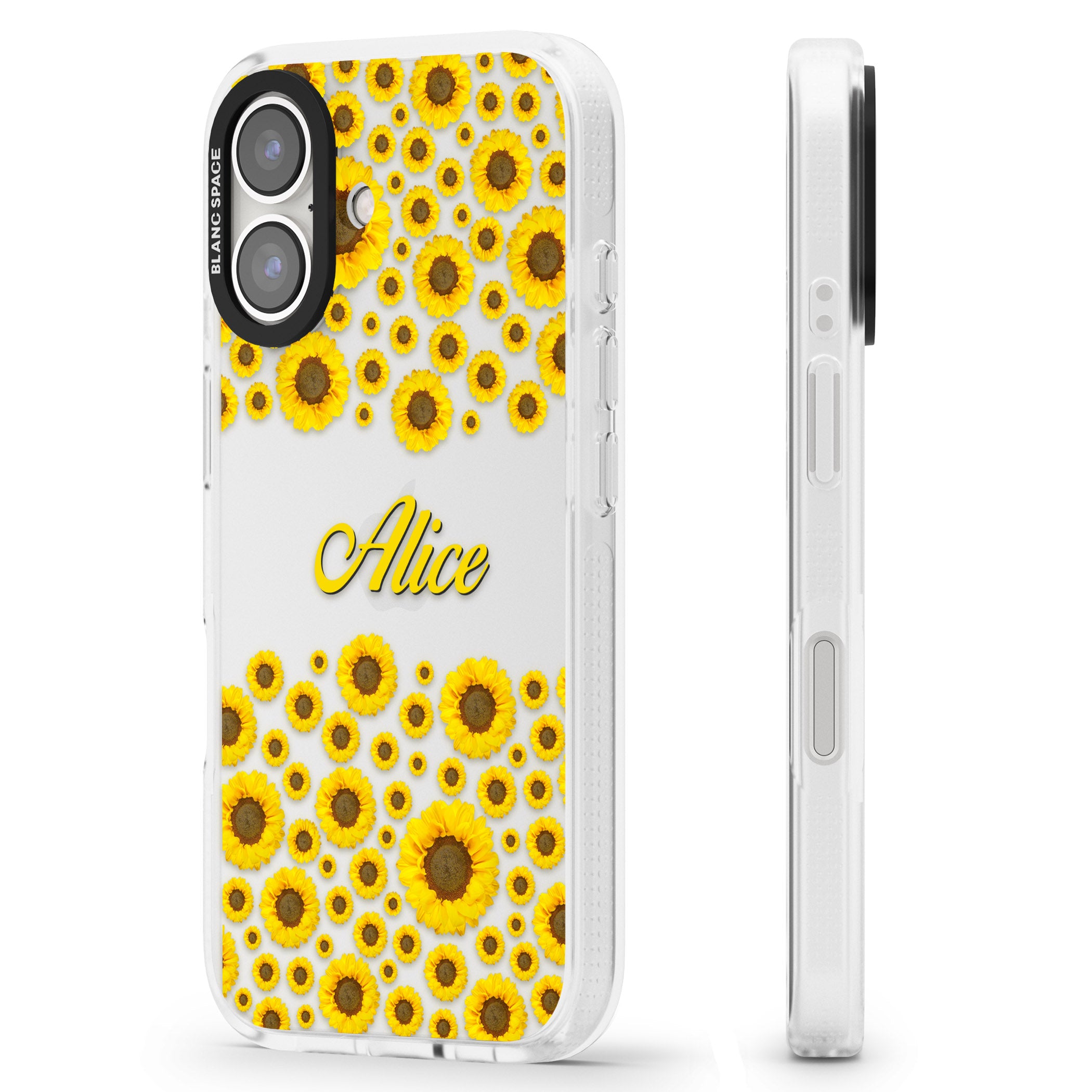 Personalised Sunflowers iPhone 16 / 16 Plus Clear Case Impact Air - Blanc Space