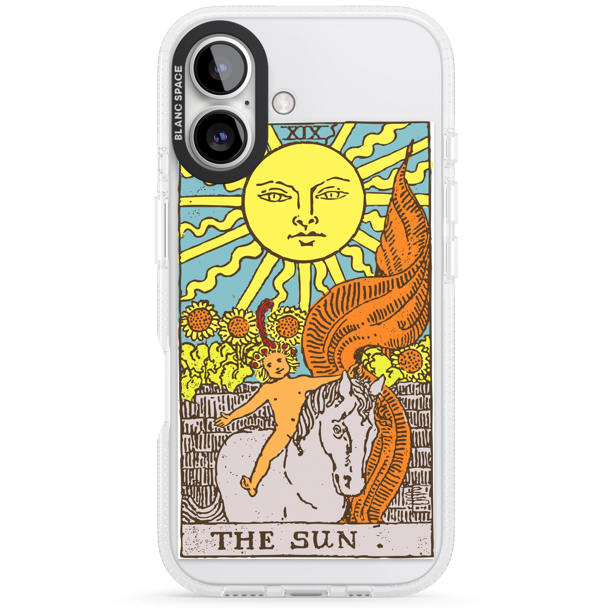 Personalised The Sun Tarot Card - Colour iPhone 16 / 16 Plus Clear Case Impact Air - Blanc Space