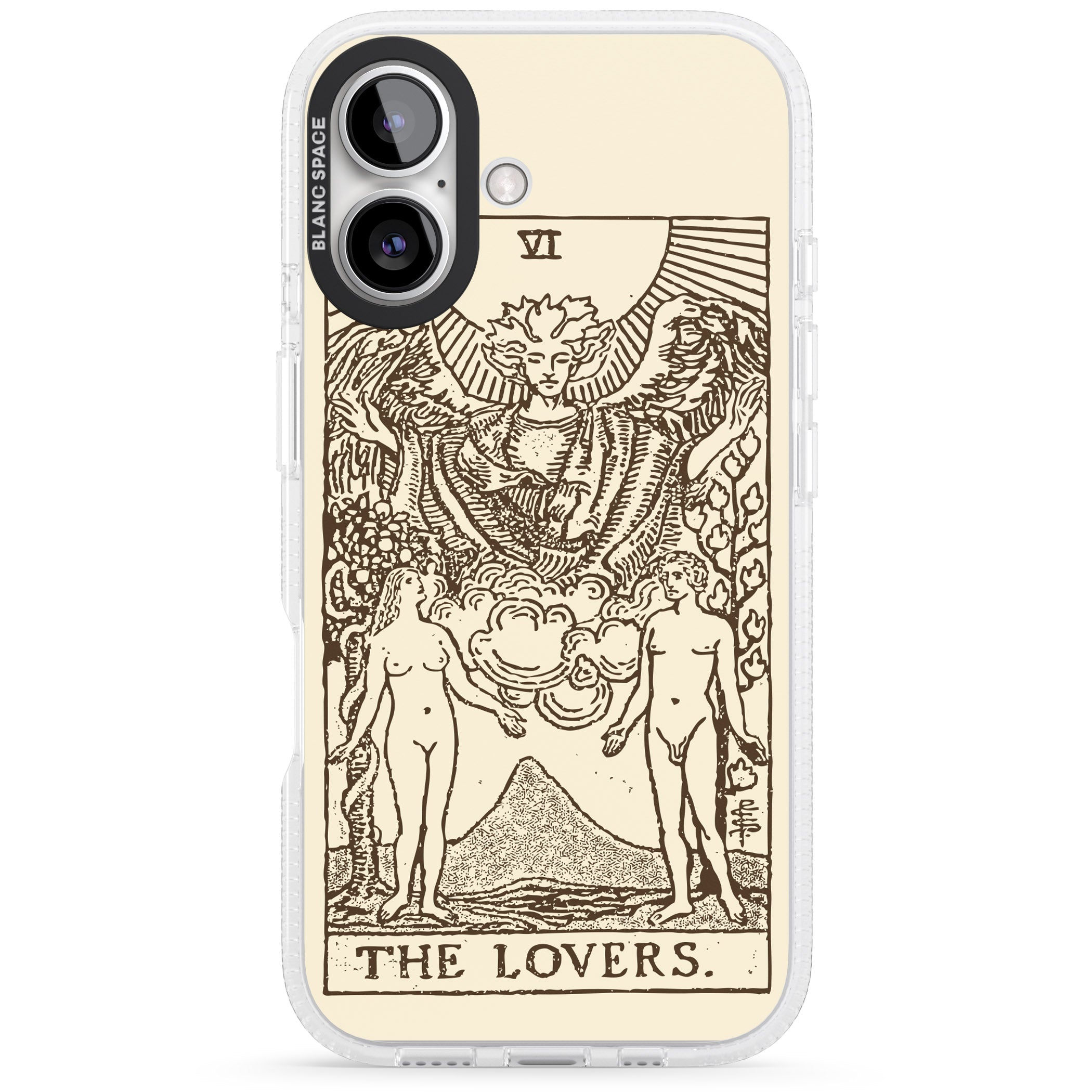 Personalised The Lovers Tarot Card - Solid Cream iPhone 16 / 16 Plus Clear Case Impact Air - Blanc Space