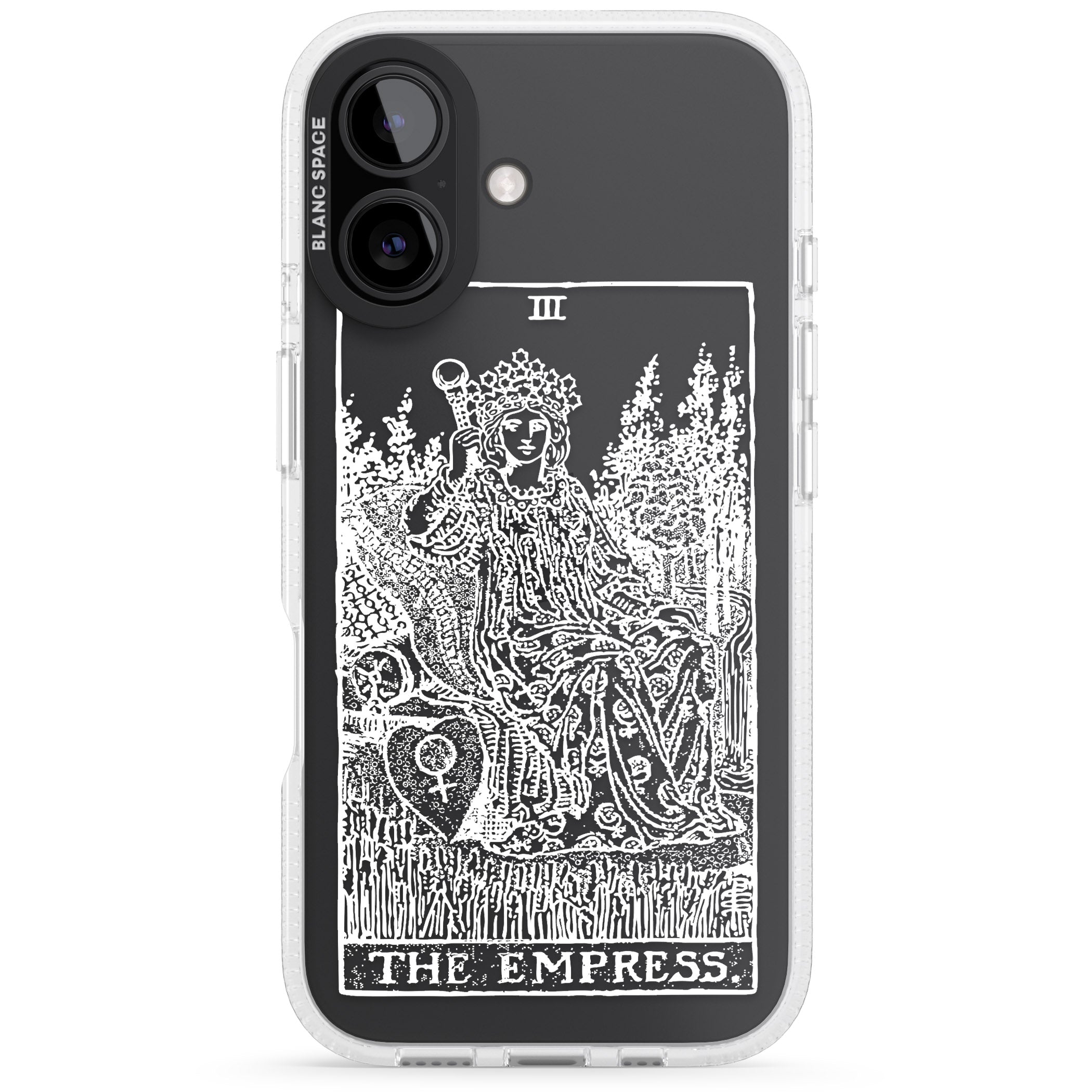 Personalised The Empress Tarot Card - White Transparent iPhone 16 / 16 Plus Clear Case Impact Air - Blanc Space