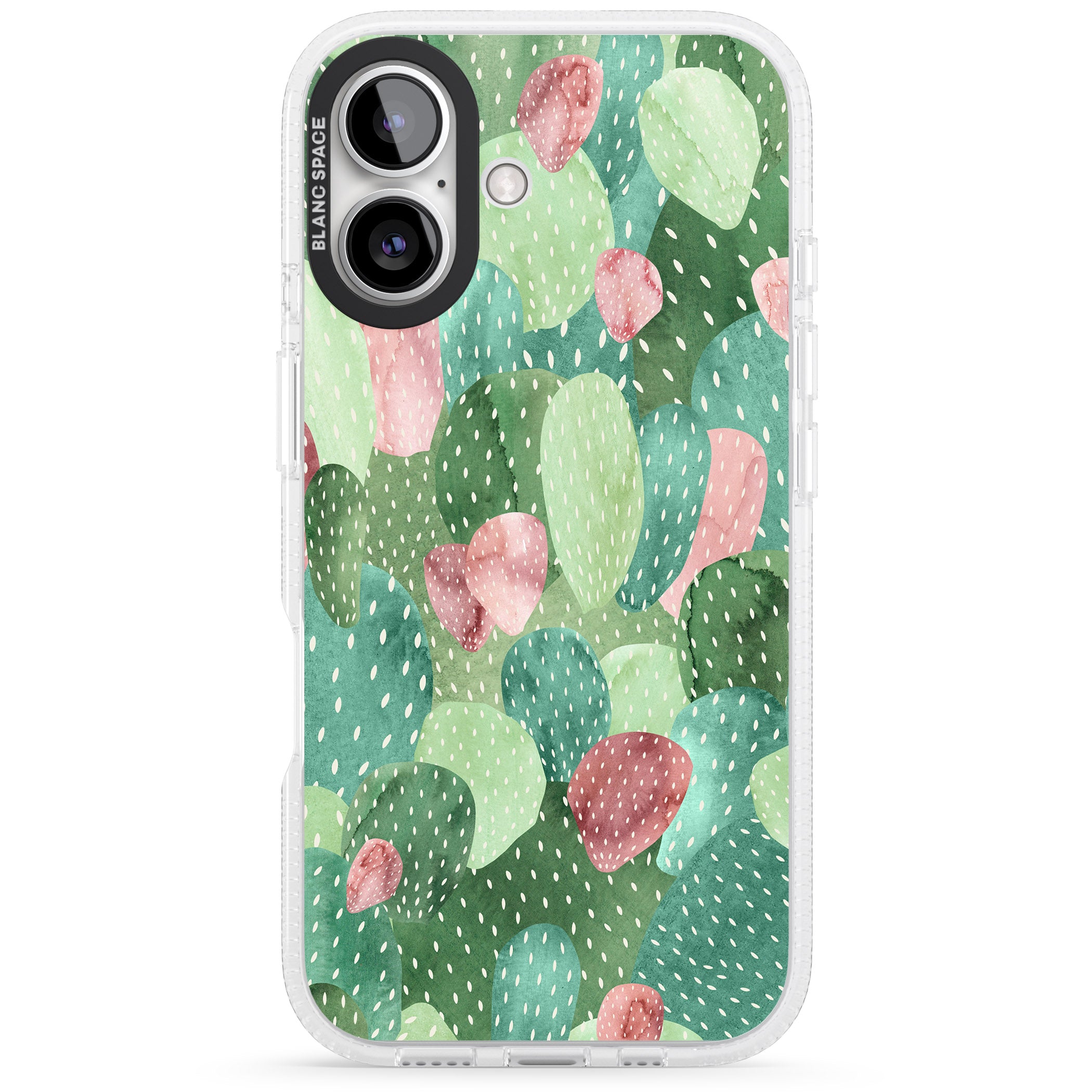 Colourful Cactus Mix Design iPhone 16 / 16 Plus Clear Case Impact Air - Blanc Space