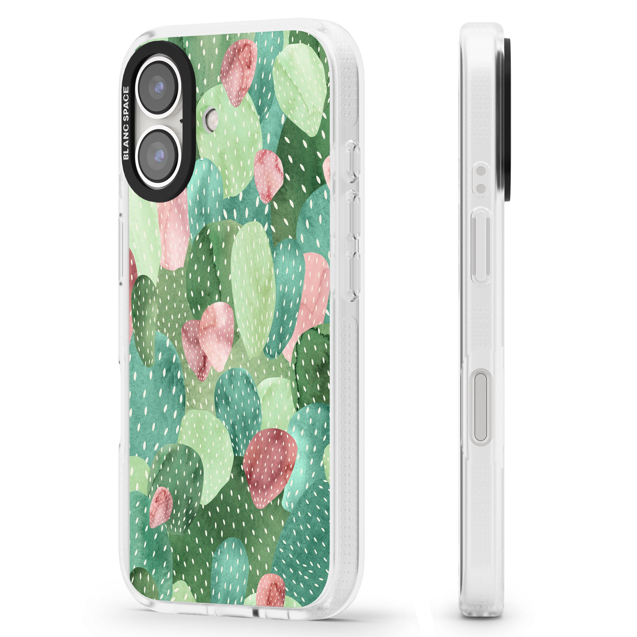 Colourful Cactus Mix Design iPhone 16 / 16 Plus Clear Case Impact Air - Blanc Space