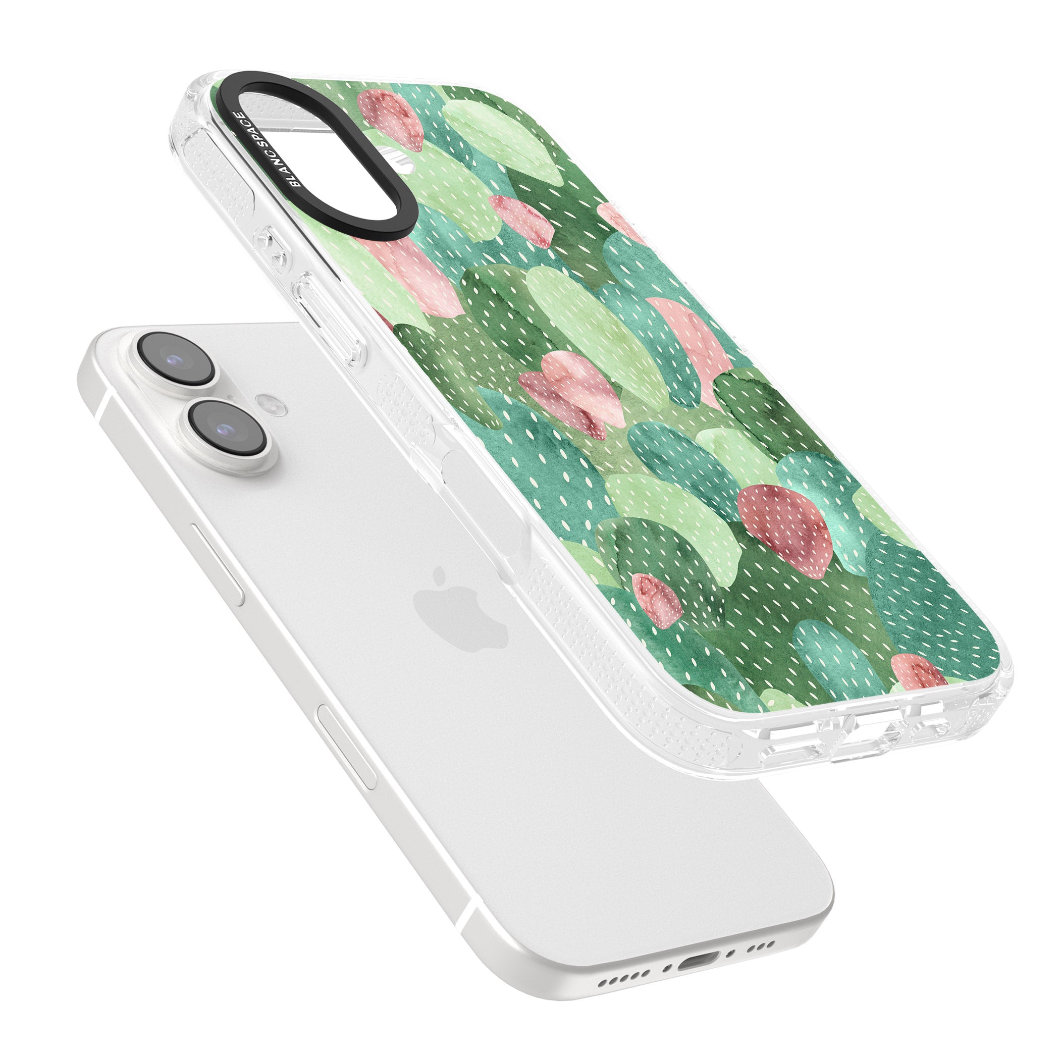 Colourful Cactus Mix Design iPhone 16 / 16 Plus Clear Case Impact Air - Blanc Space