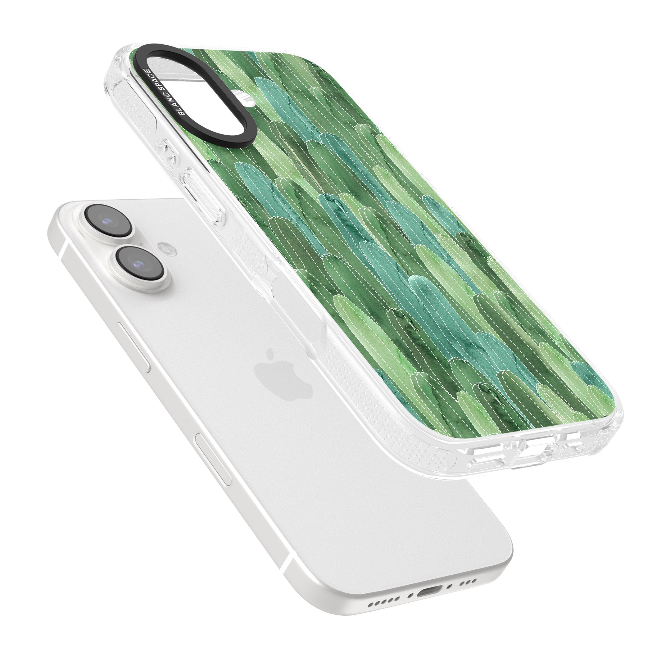 Skinny Cacti Pattern Design iPhone 16 / 16 Plus Clear Case Impact Air - Blanc Space