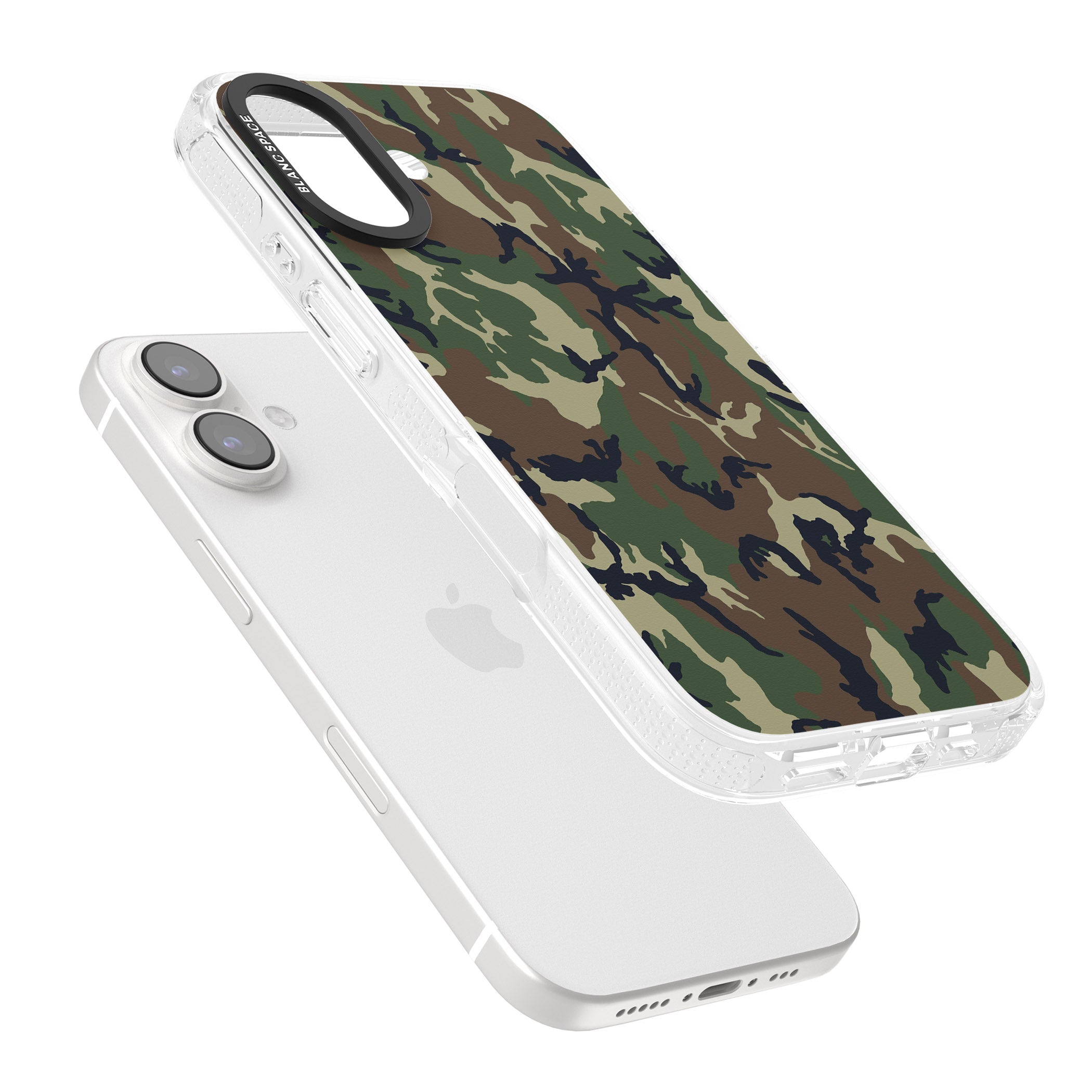 Forest Green Camo iPhone 16 / 16 Plus Clear Case Impact Air - Blanc Space