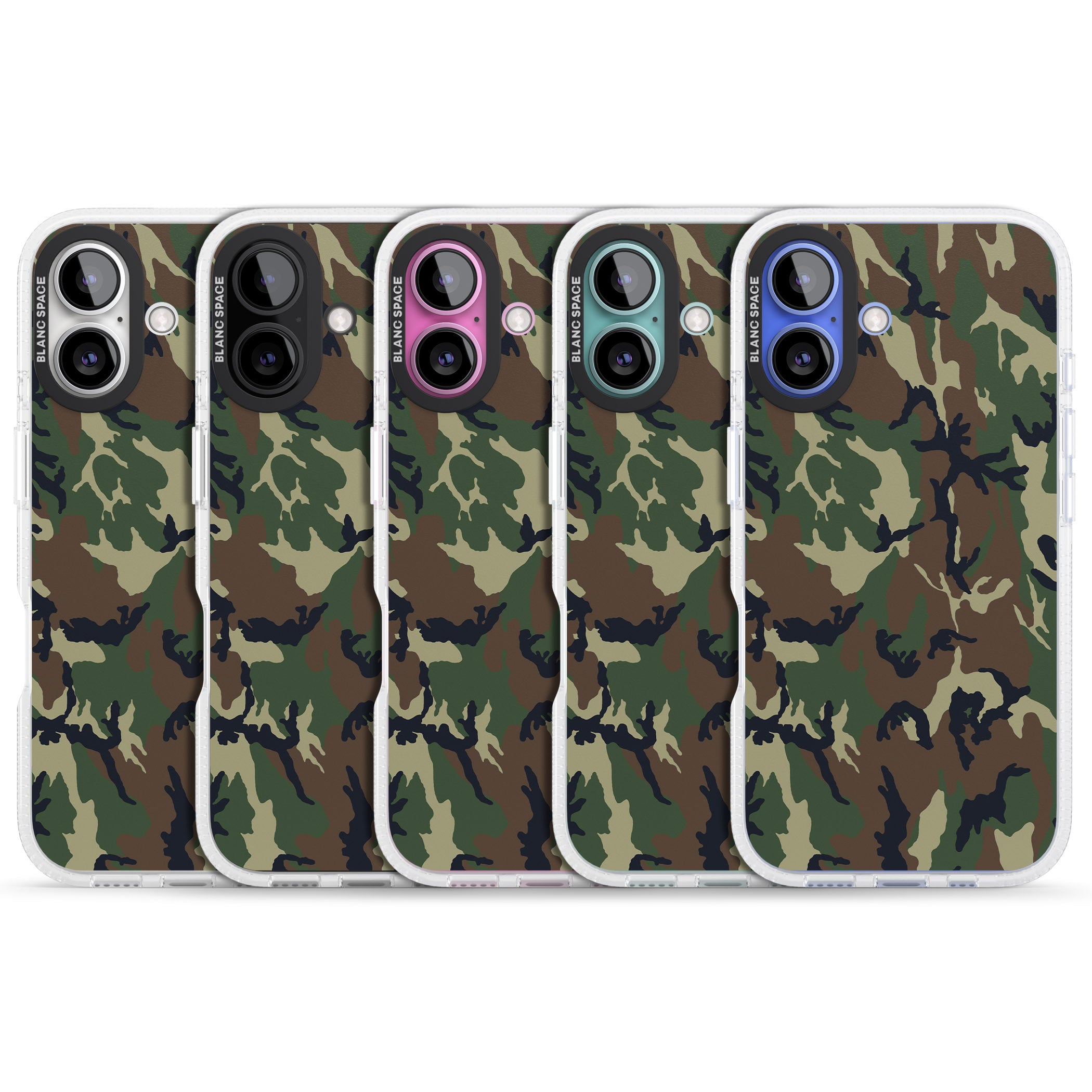 Forest Green Camo iPhone 16 / 16 Plus Clear Case Impact Air - Blanc Space