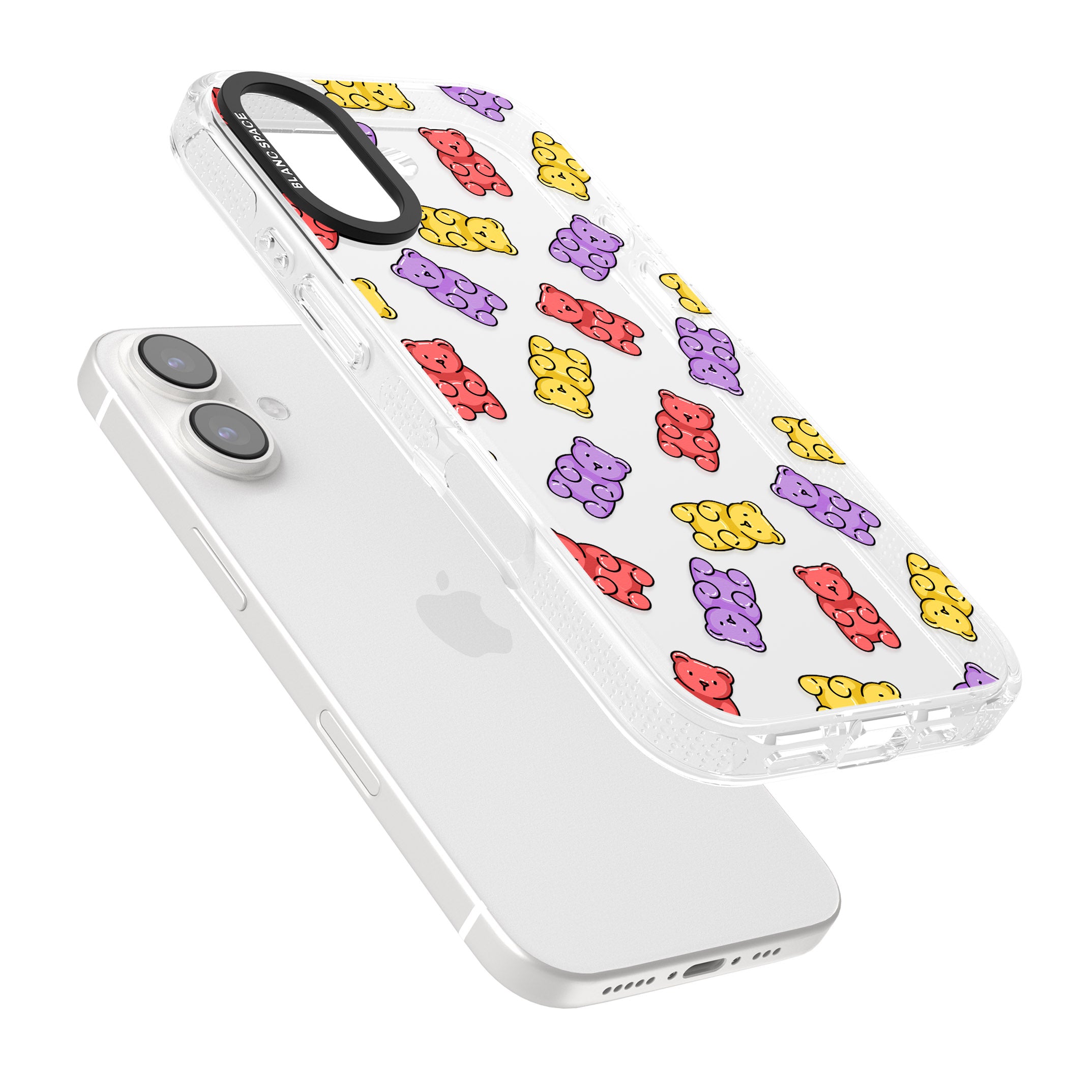 Gummy Bear Pattern iPhone 16 / 16 Plus Clear Case Impact Air - Blanc Space
