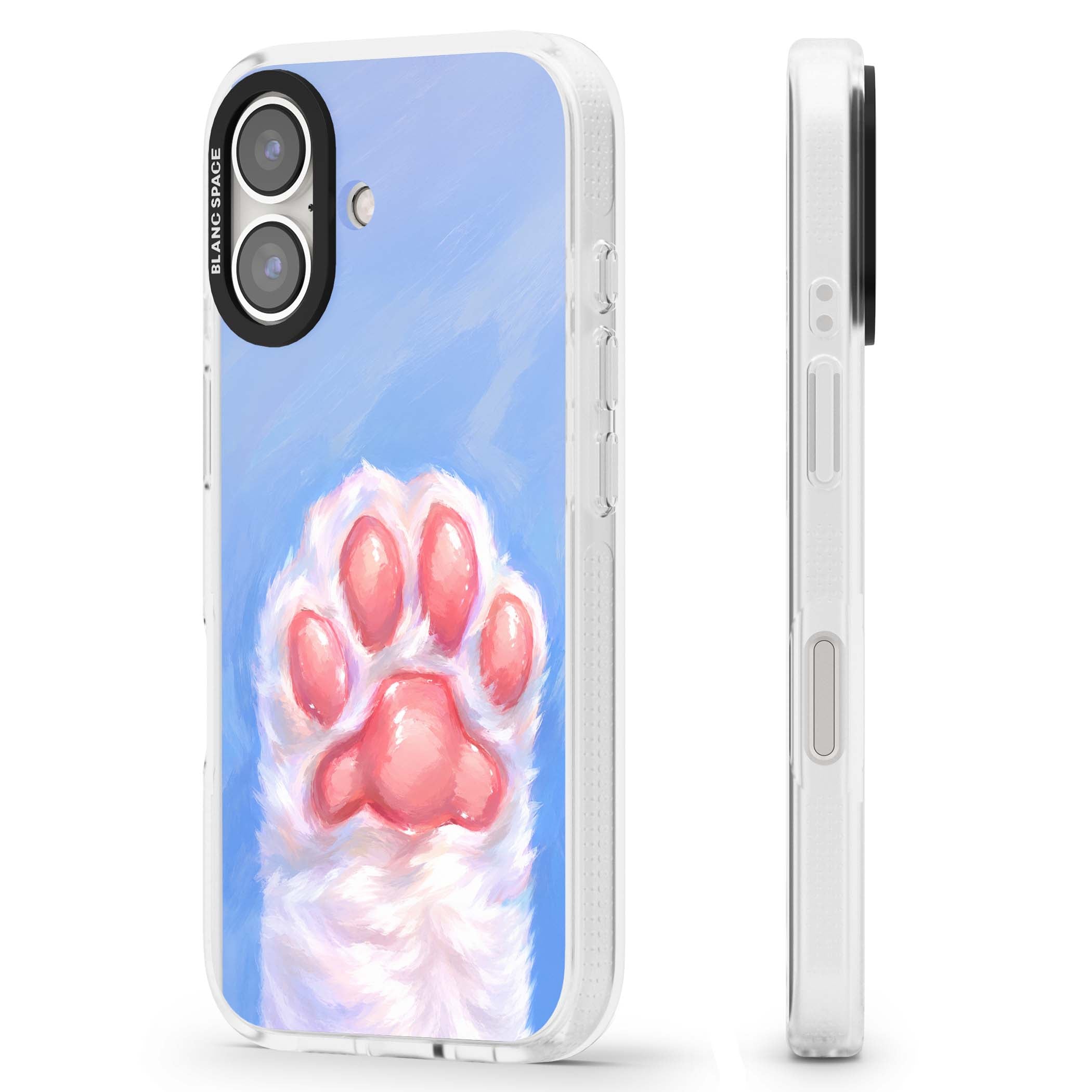 Soft White Paw cute iPhone case | Clear Case Impact Air case for iPhone 16, iPhone 16 Plus