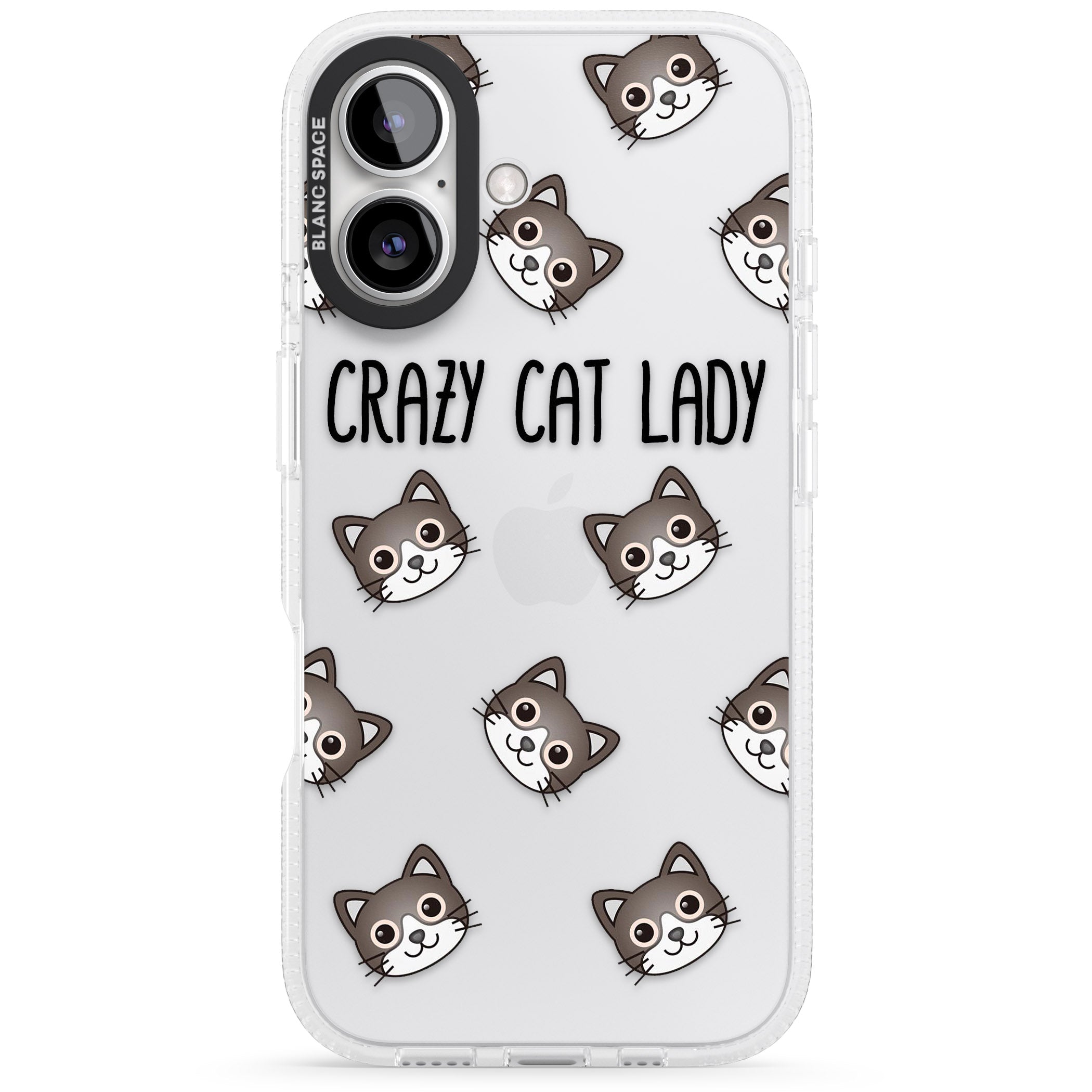 Crazy Cat Lady iPhone 16 / 16 Plus Clear Case Impact Air - Blanc Space