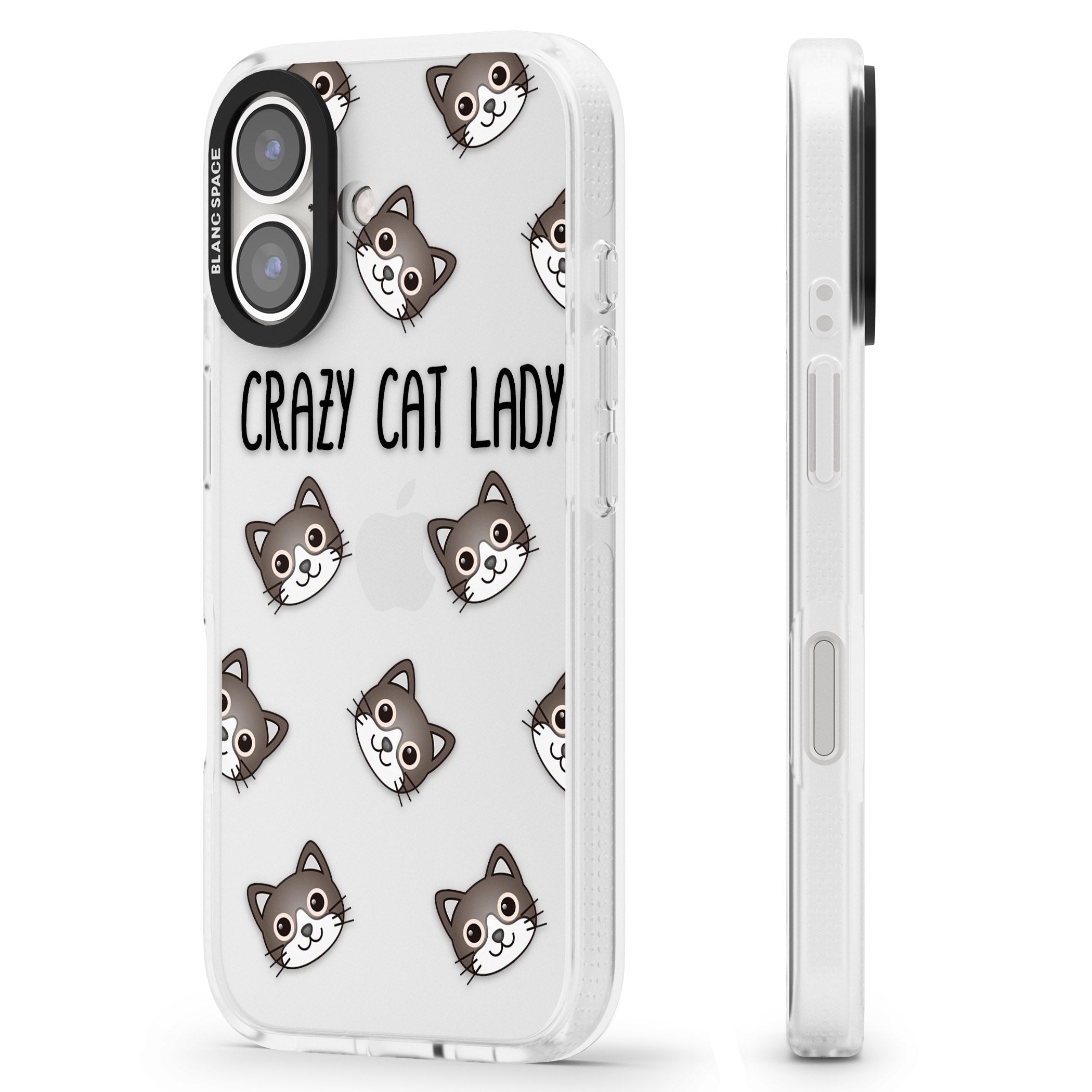 Crazy Cat Lady iPhone 16 / 16 Plus Clear Case Impact Air - Blanc Space
