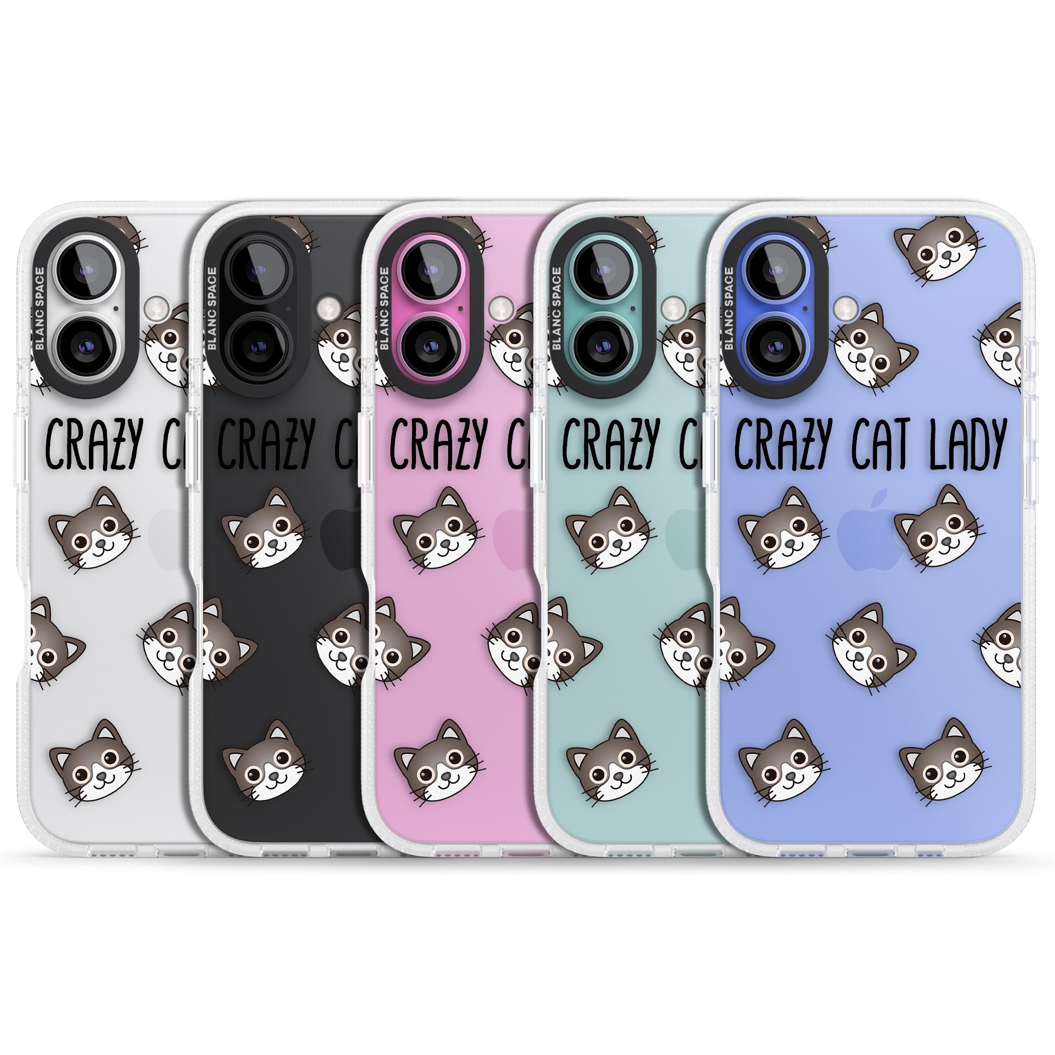 Crazy Cat Lady iPhone 16 / 16 Plus Clear Case Impact Air - Blanc Space