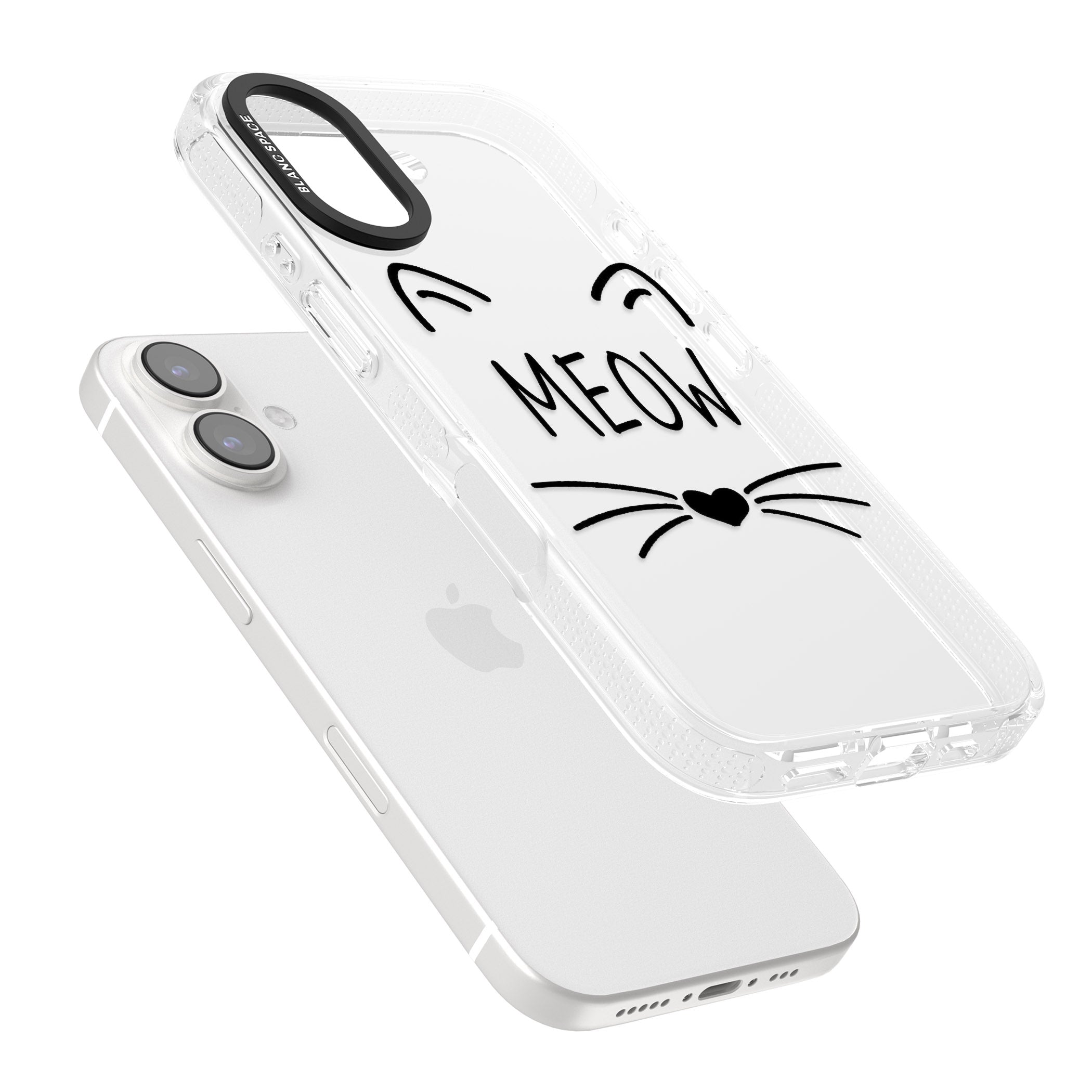 Cat Whiskers iPhone 16 / 16 Plus Clear Case Impact Air - Blanc Space