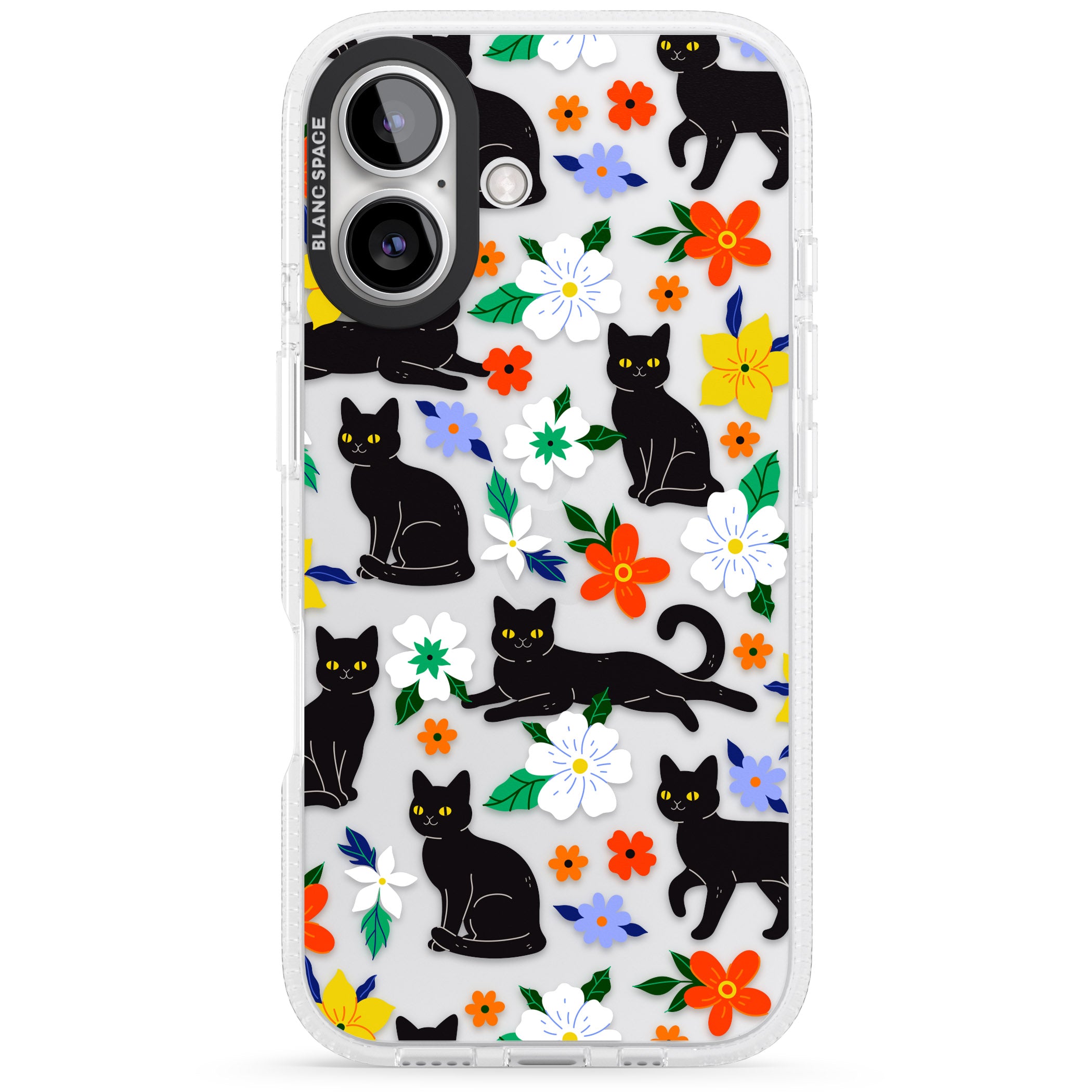 Cats & Flowers iPhone 16 / 16 Plus Clear Case Impact Air - Blanc Space