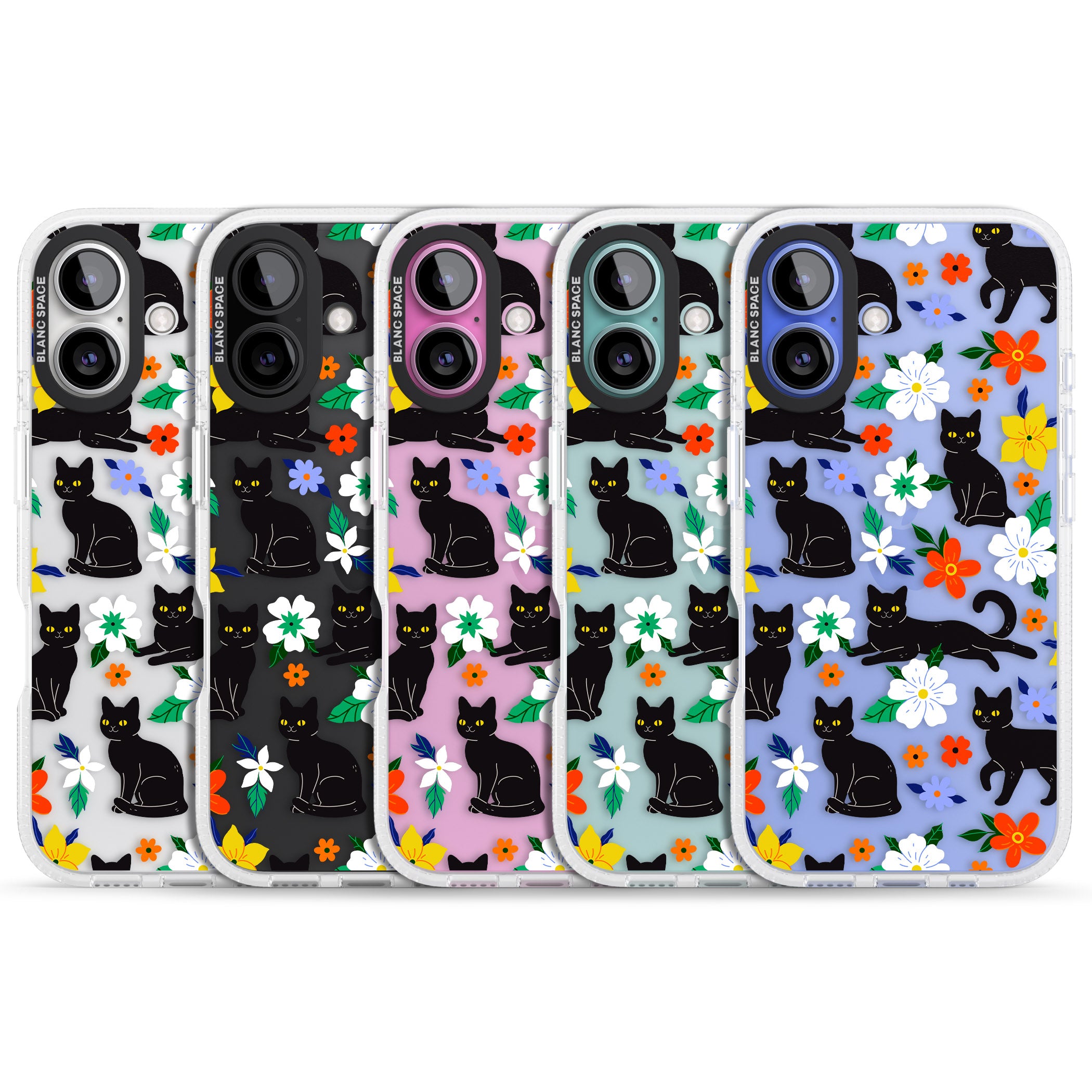 Cats & Flowers iPhone 16 / 16 Plus Clear Case Impact Air - Blanc Space