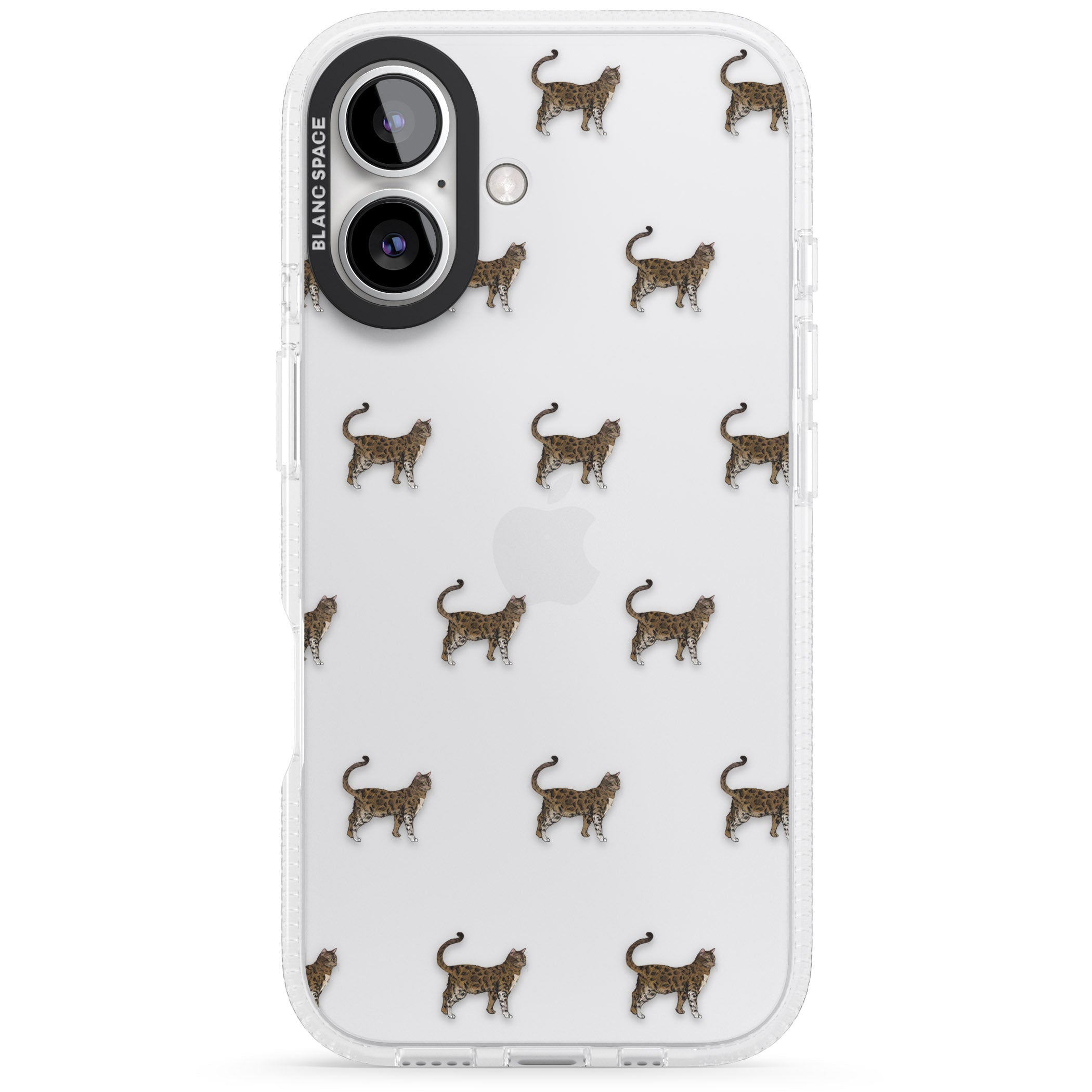 Bengal Cat Pattern iPhone 16 / 16 Plus Clear Case Impact Air - Blanc Space