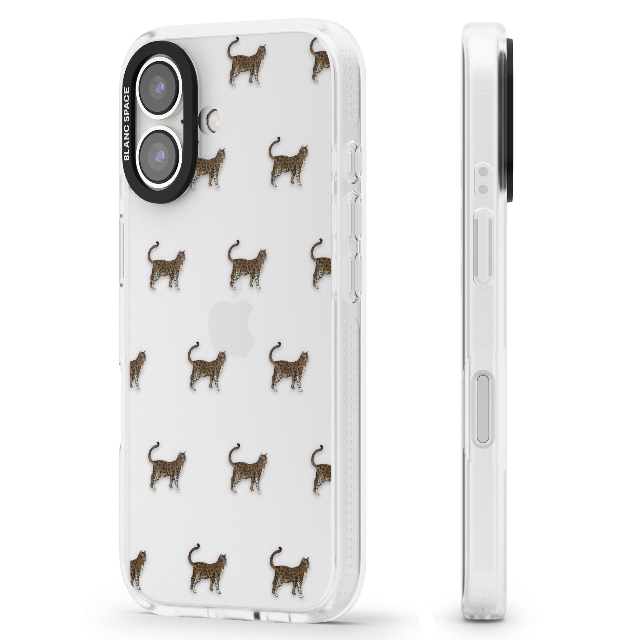 Bengal Cat Pattern iPhone 16 / 16 Plus Clear Case Impact Air - Blanc Space