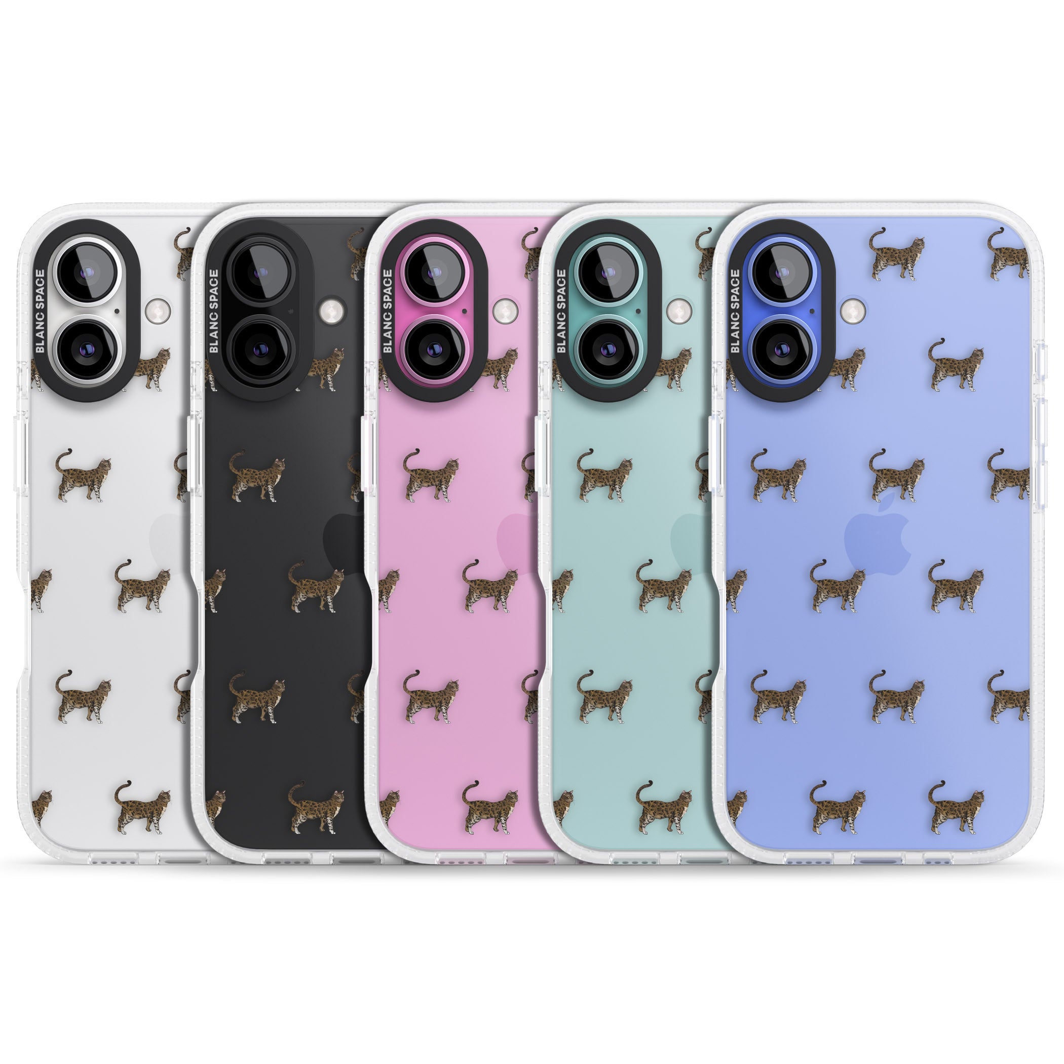 Bengal Cat Pattern iPhone 16 / 16 Plus Clear Case Impact Air - Blanc Space