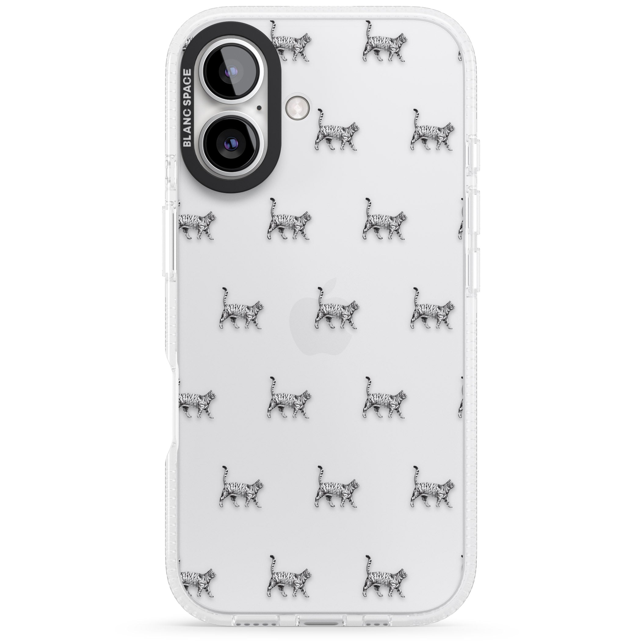 British Shorthair Cat Pattern iPhone 16 / 16 Plus Clear Case Impact Air - Blanc Space