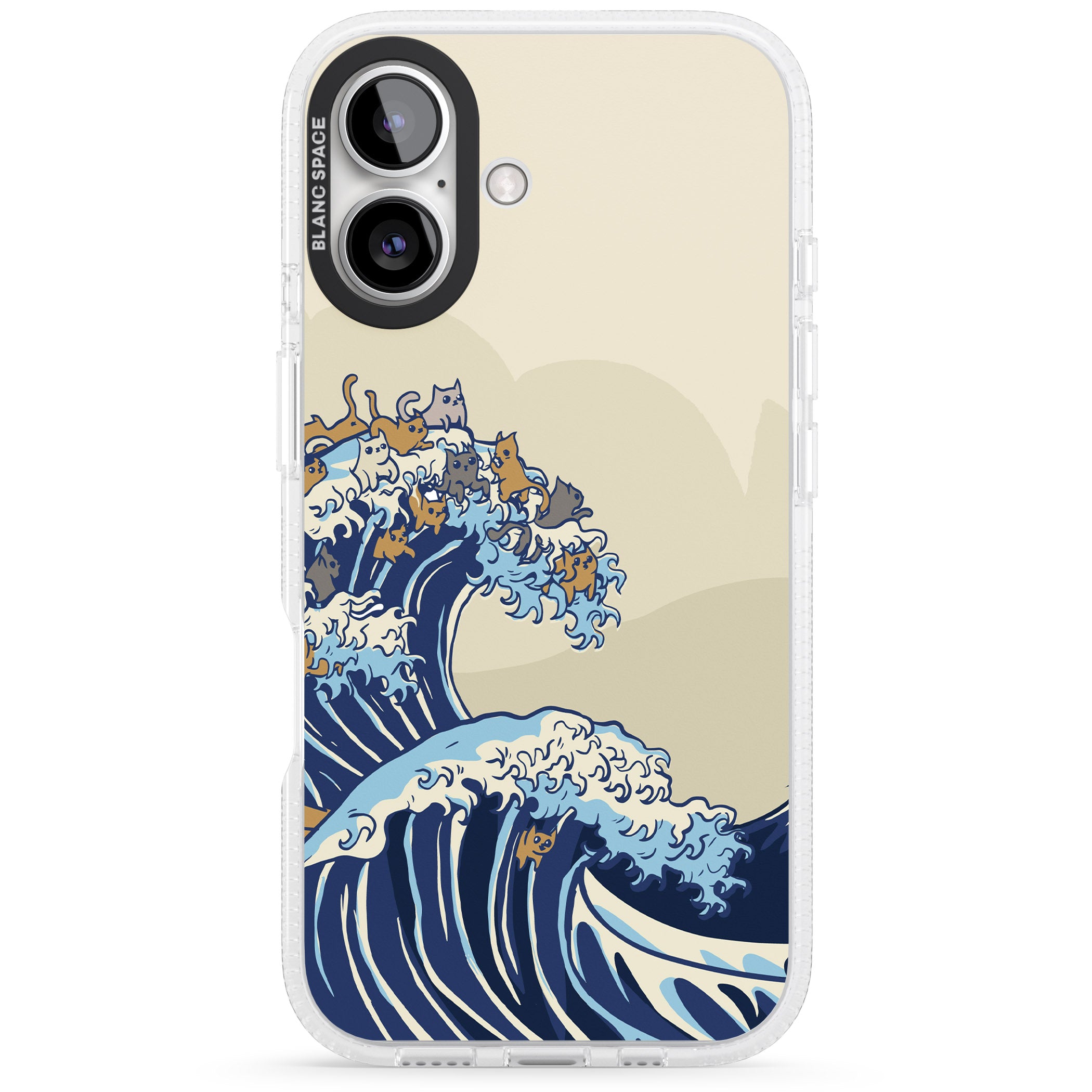 The Great Cat Wave iPhone 16 / 16 Plus Clear Case Impact Air - Blanc Space