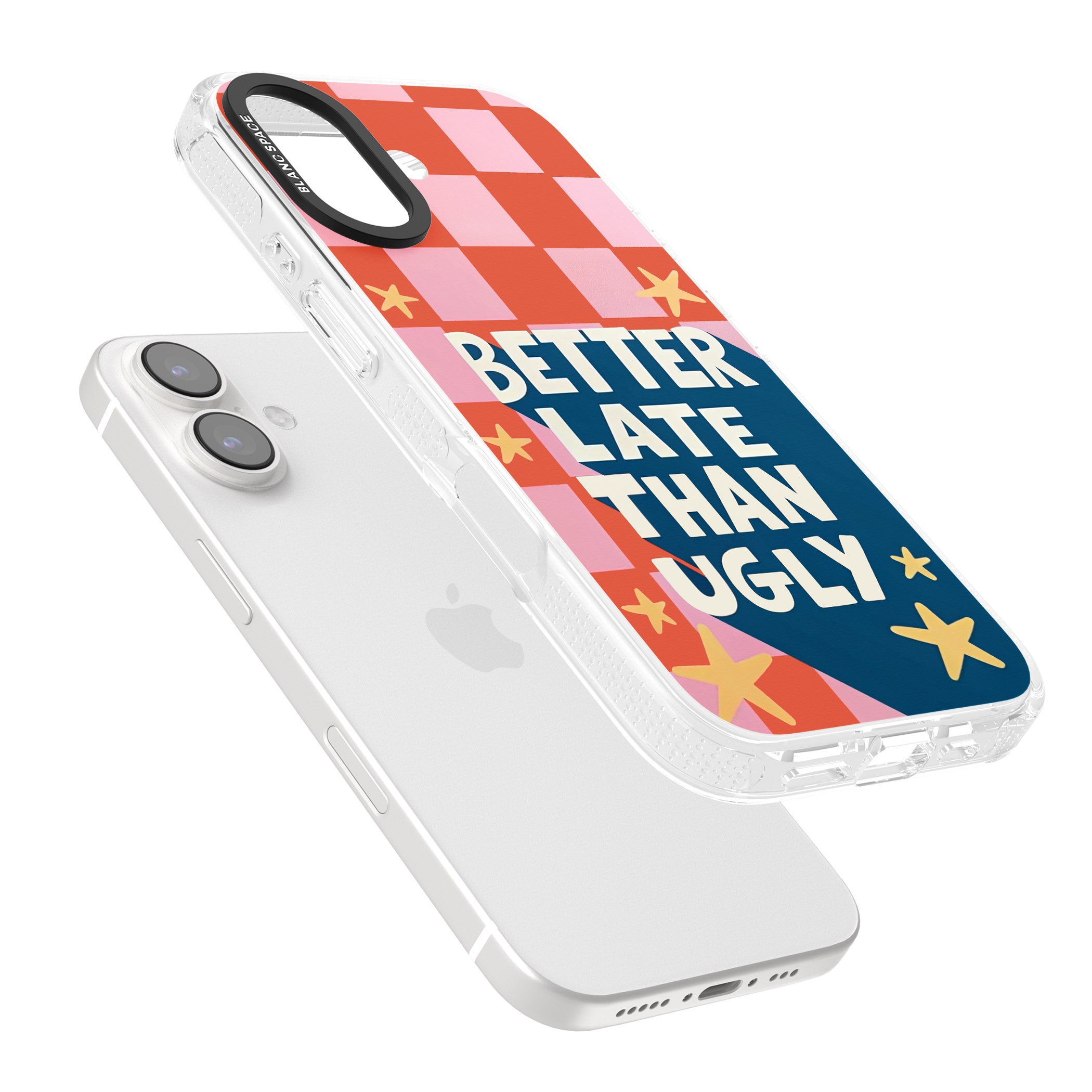 Better Late Than Ugly iPhone 16 / 16 Plus Clear Case Impact Air - Blanc Space