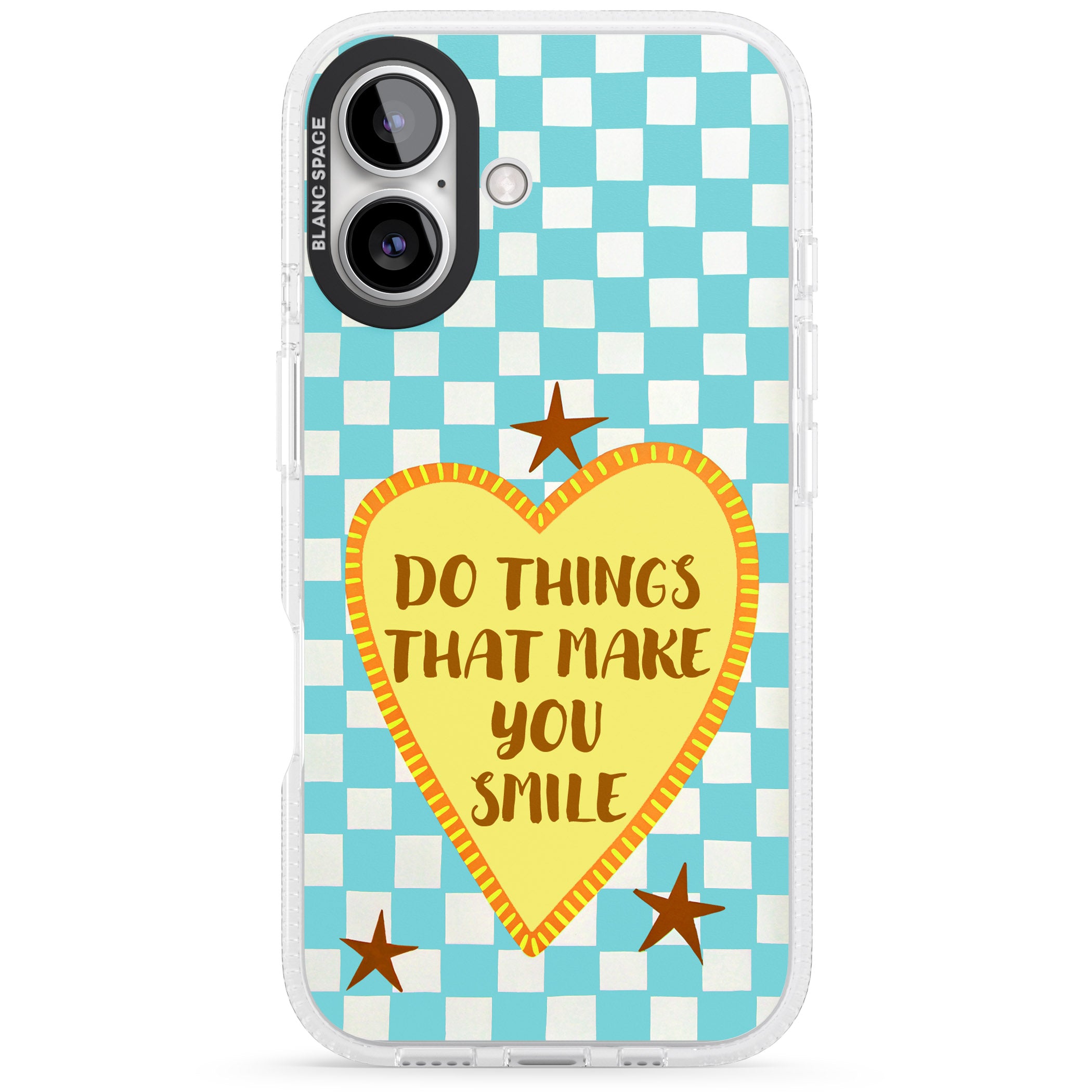 Do Things That Make You Smile iPhone 16 / 16 Plus Clear Case Impact Air - Blanc Space