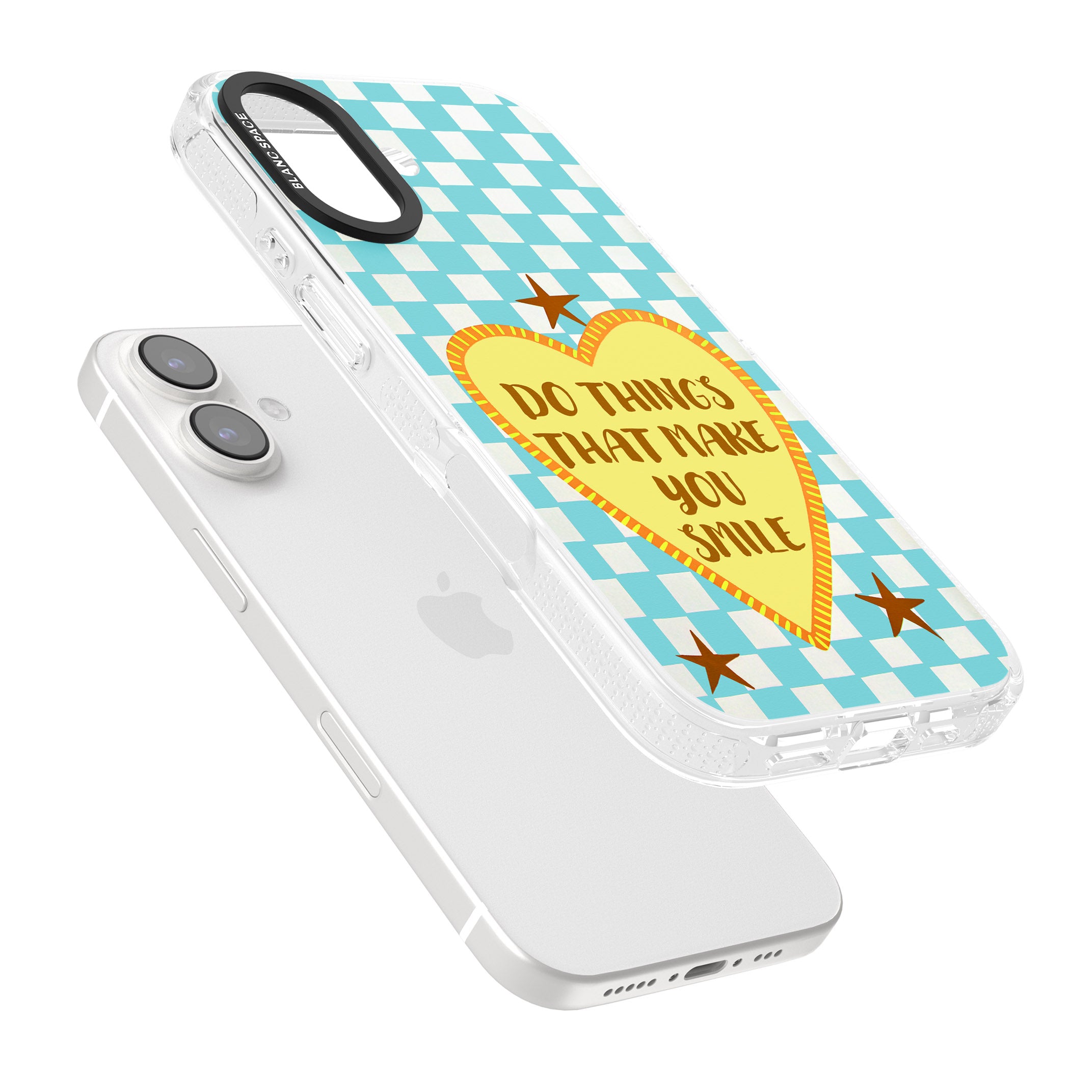 Do Things That Make You Smile iPhone 16 / 16 Plus Clear Case Impact Air - Blanc Space