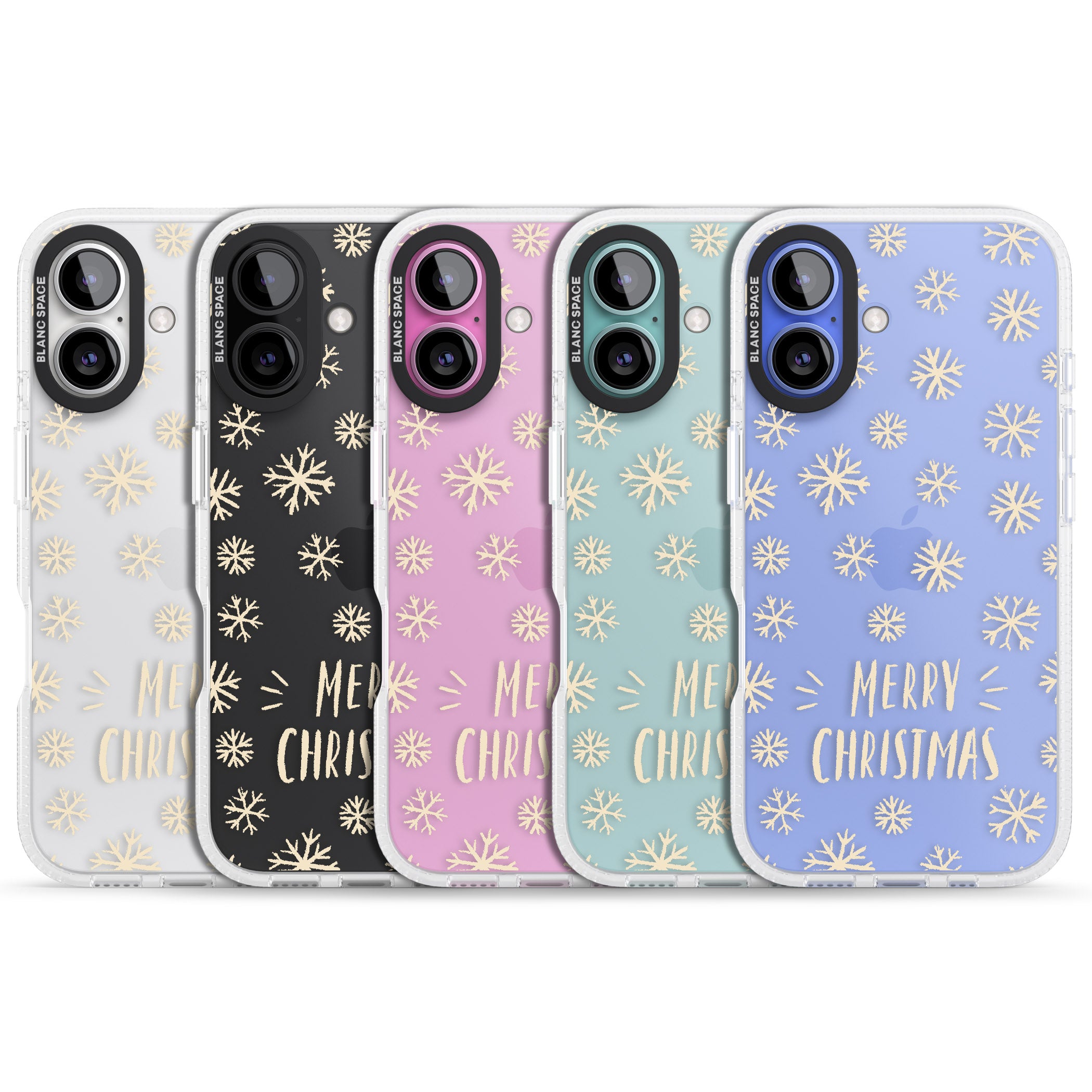 Christmas Snowflake Pattern iPhone 16 / 16 Plus Clear Case Impact Air - Blanc Space