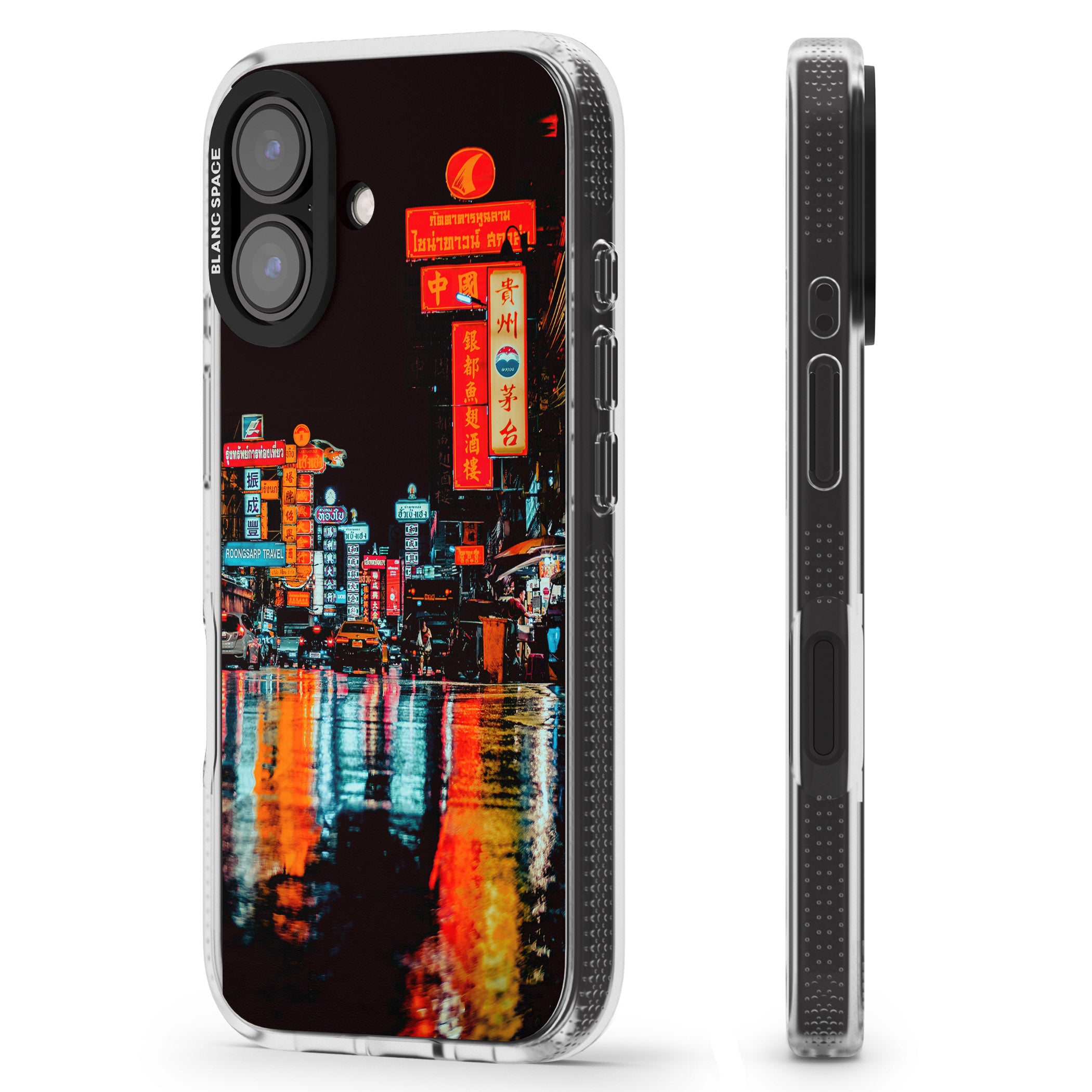 Neon City iPhone 16 / 16 Plus Clear Case Impact Air - Blanc Space