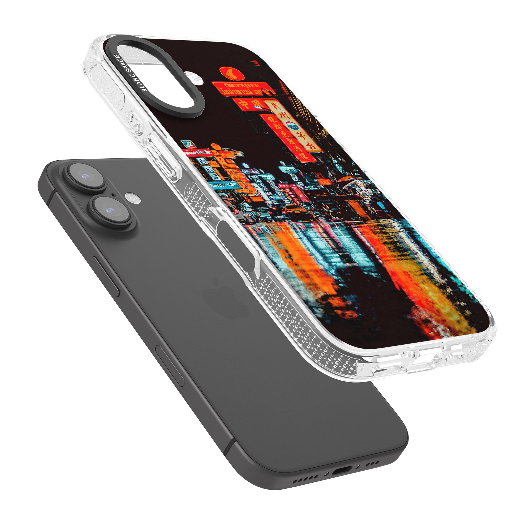 Neon City iPhone 16 / 16 Plus Clear Case Impact Air - Blanc Space