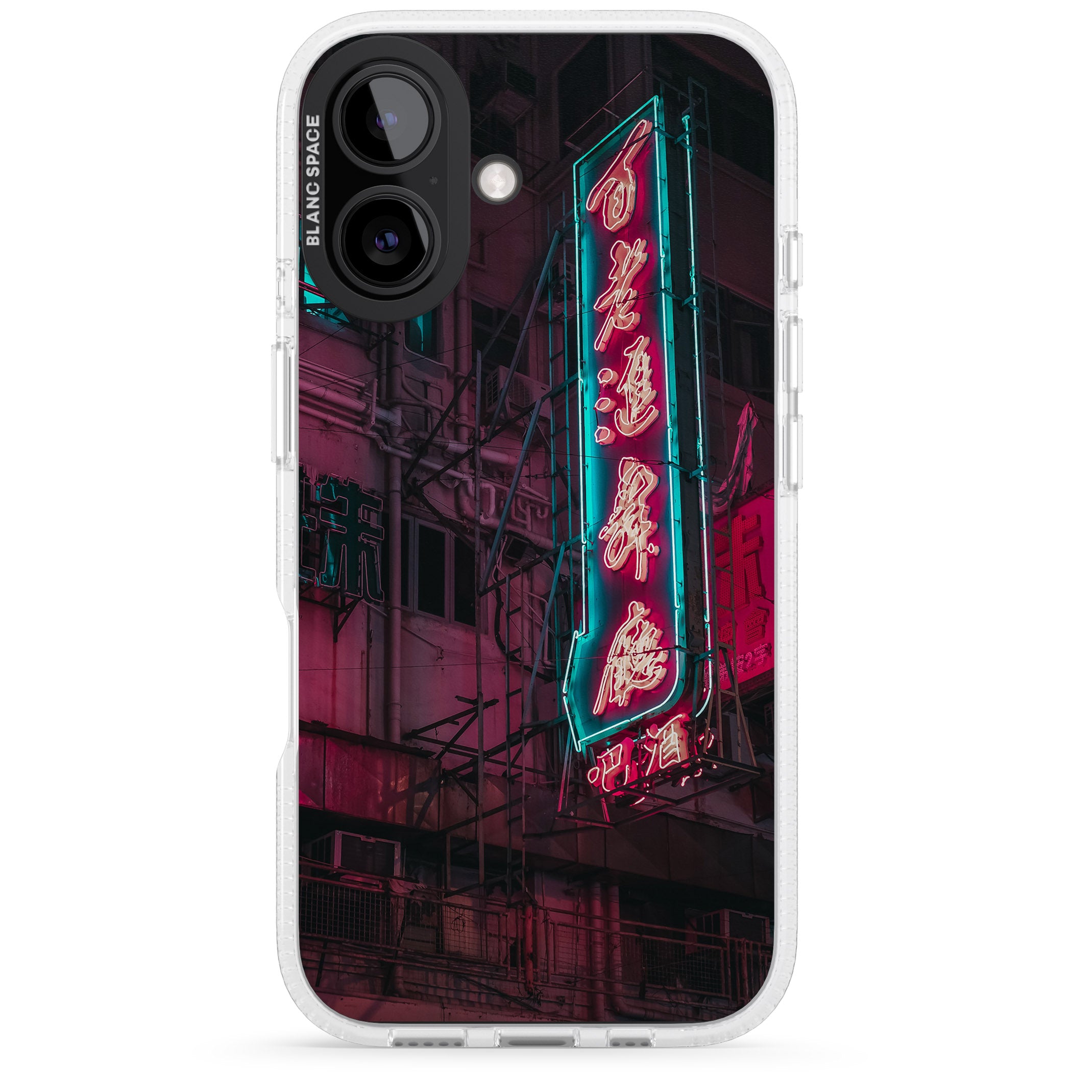 Large Kanji Sign - Neon Cities Photographs iPhone 16 / 16 Plus Clear Case Impact Air - Blanc Space