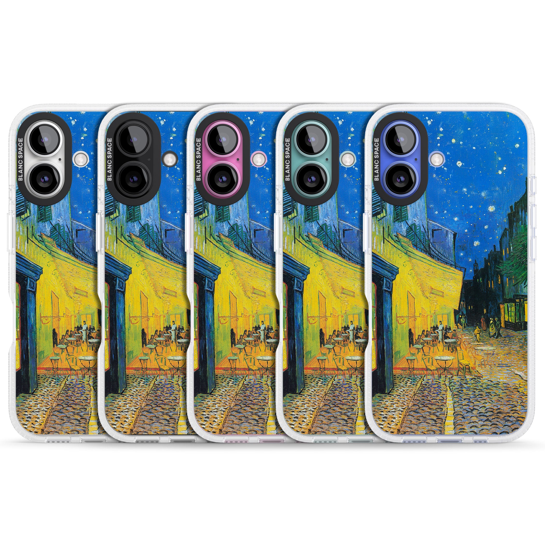 Café Terrace at Night iPhone 16 / 16 Plus Clear Case Impact Air - Blanc Space