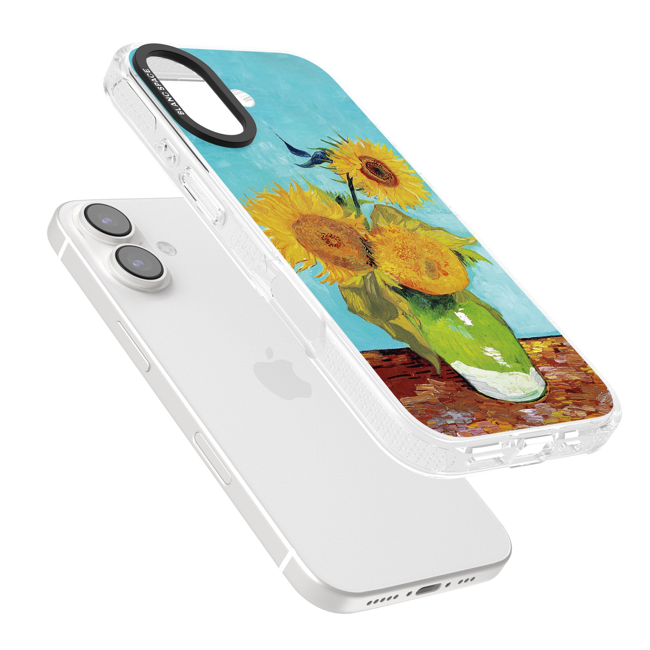 Vase with Three Sunflowers iPhone 16 / 16 Plus Clear Case Impact Air - Blanc Space
