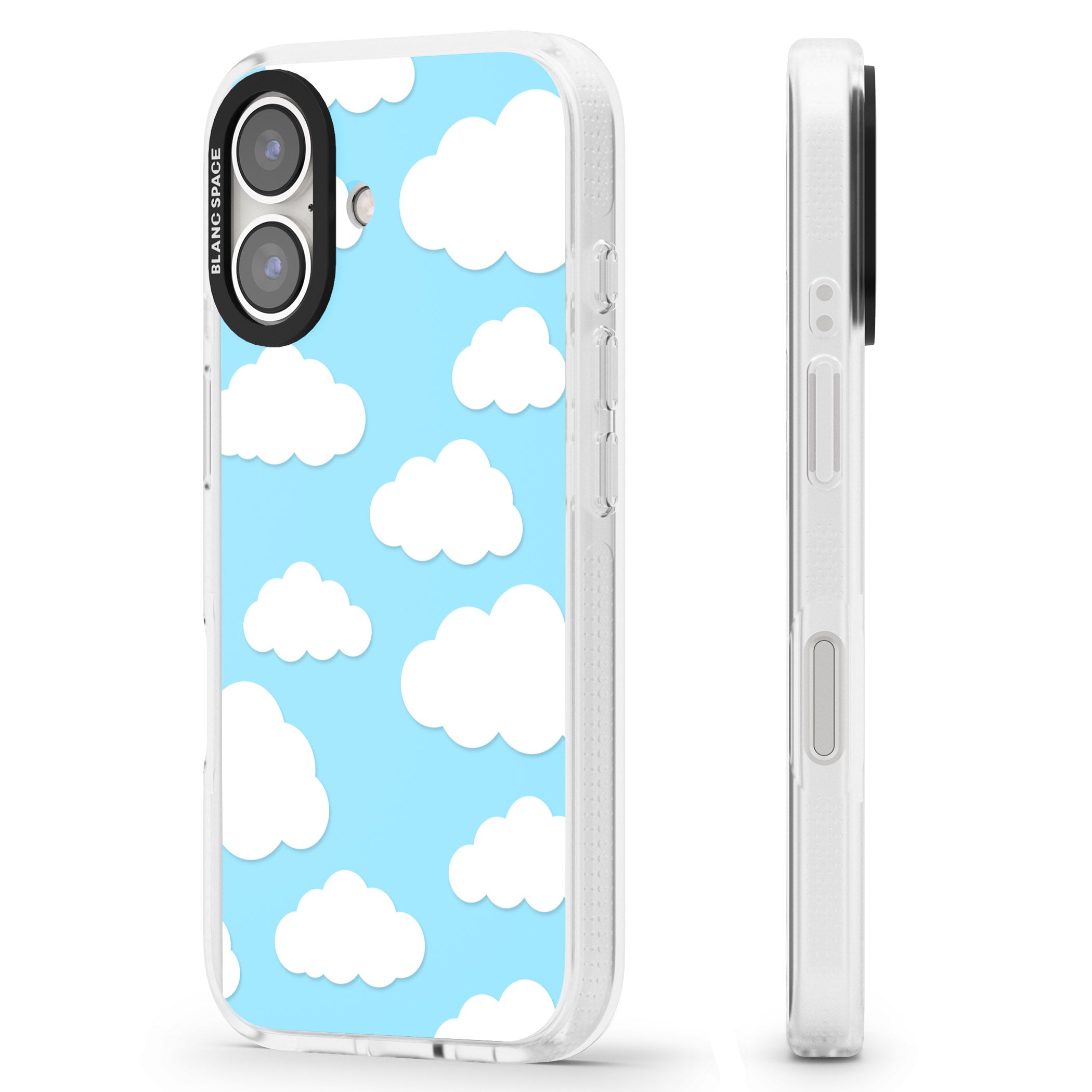 Blue Sky & Clouds Pattern iPhone 16 / 16 Plus Clear Case Impact Air - Blanc Space