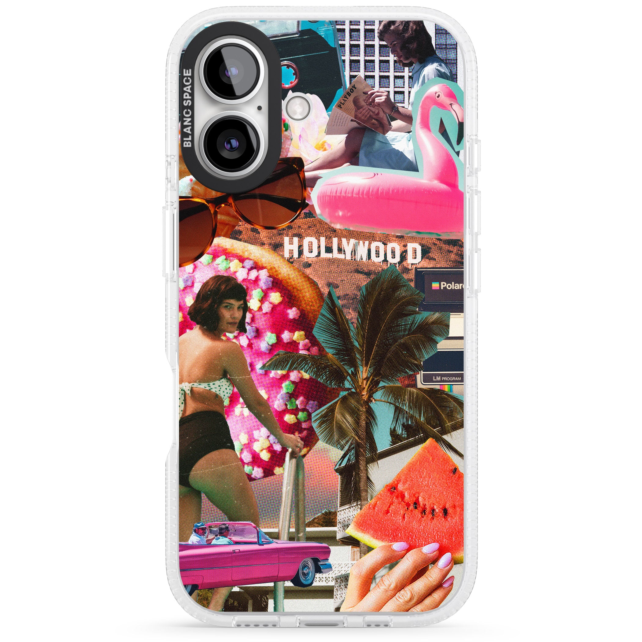 Vintage Collage: Hollywood Mix iPhone 16 / 16 Plus Clear Case Impact Air - Blanc Space