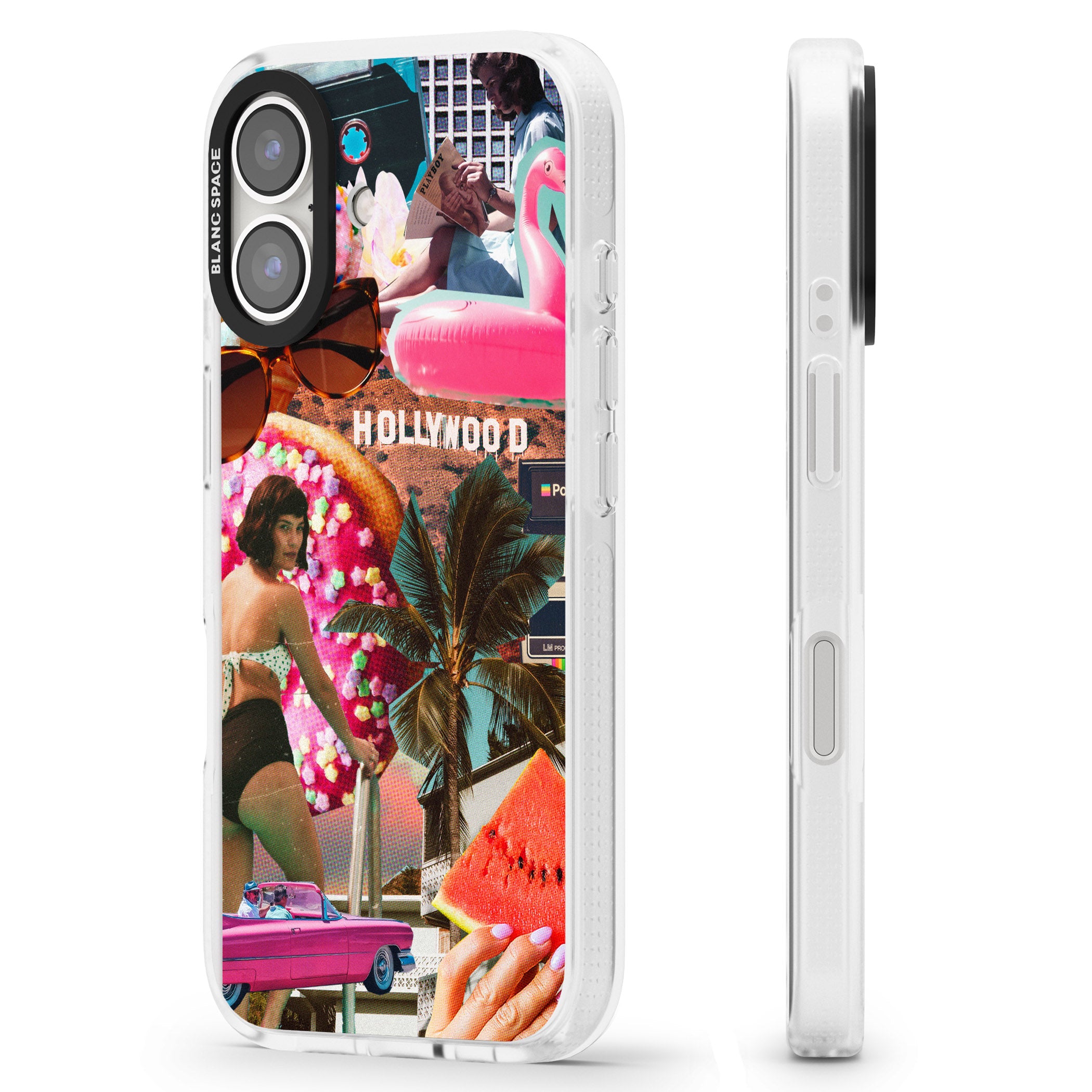 Vintage Collage: Hollywood Mix iPhone 16 / 16 Plus Clear Case Impact Air - Blanc Space