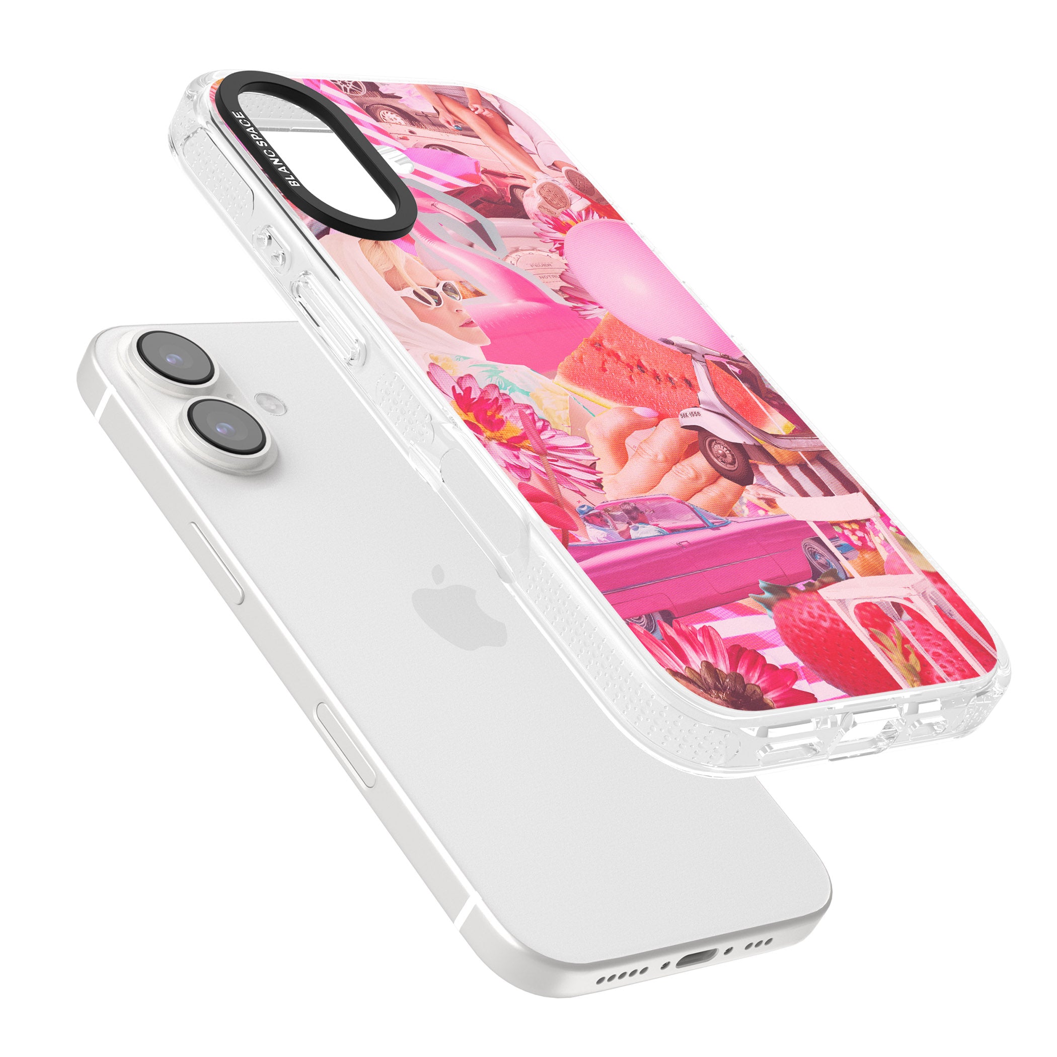 Vintage Collage: Pink Glamour iPhone 16 / 16 Plus Clear Case Impact Air - Blanc Space