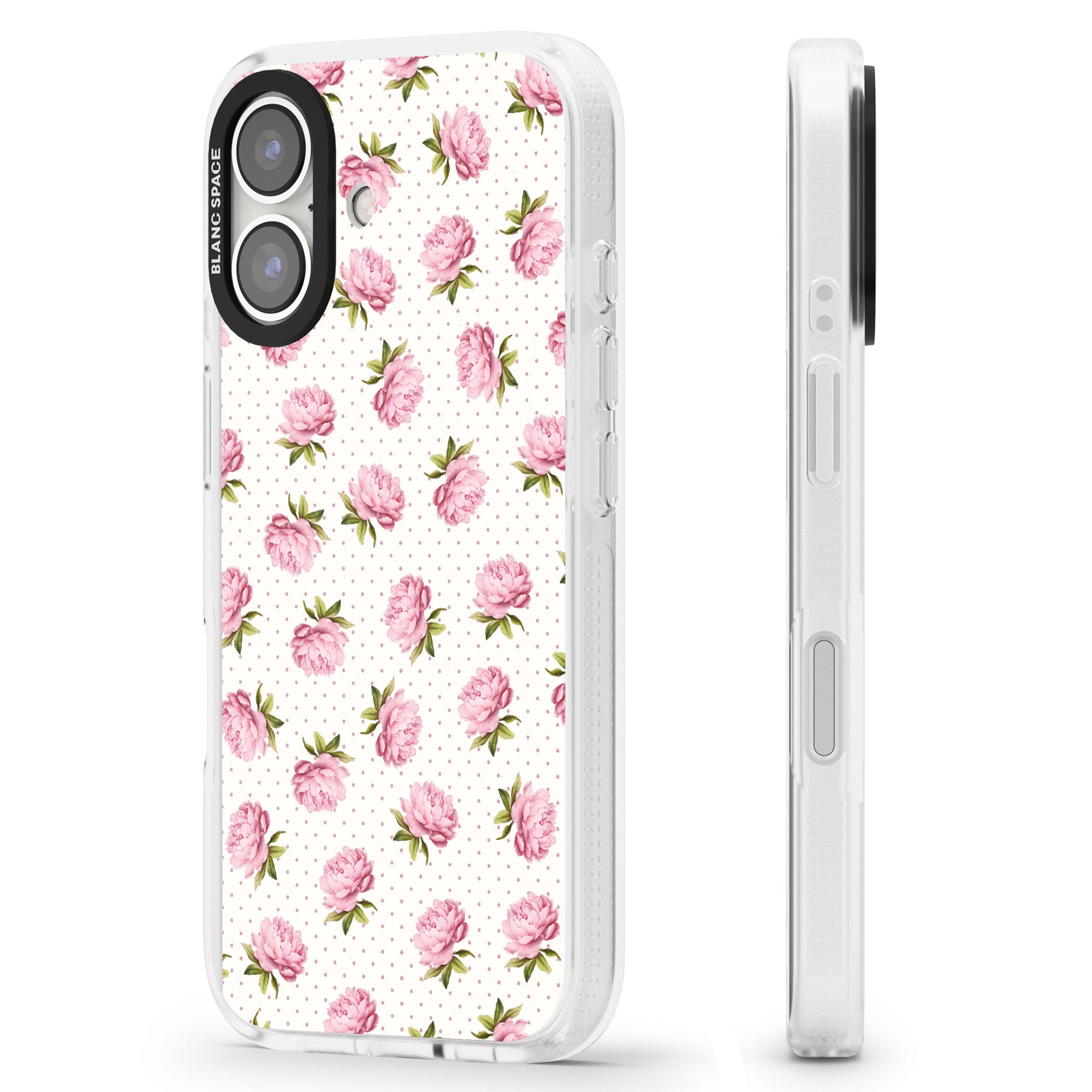 Soft Peonies iPhone 16 / 16 Plus Clear Case Impact Air - Blanc Space