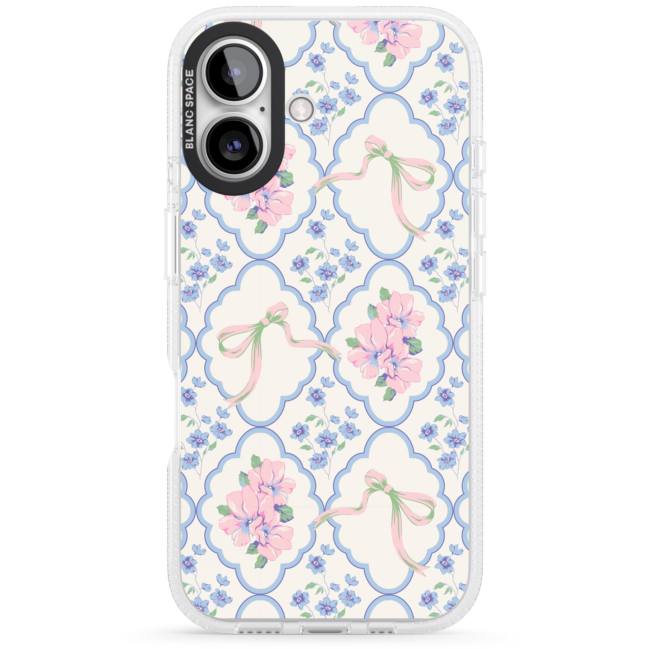 Coquette Flowers & Bows iPhone 16 / 16 Plus Clear Case Impact Air - Blanc Space