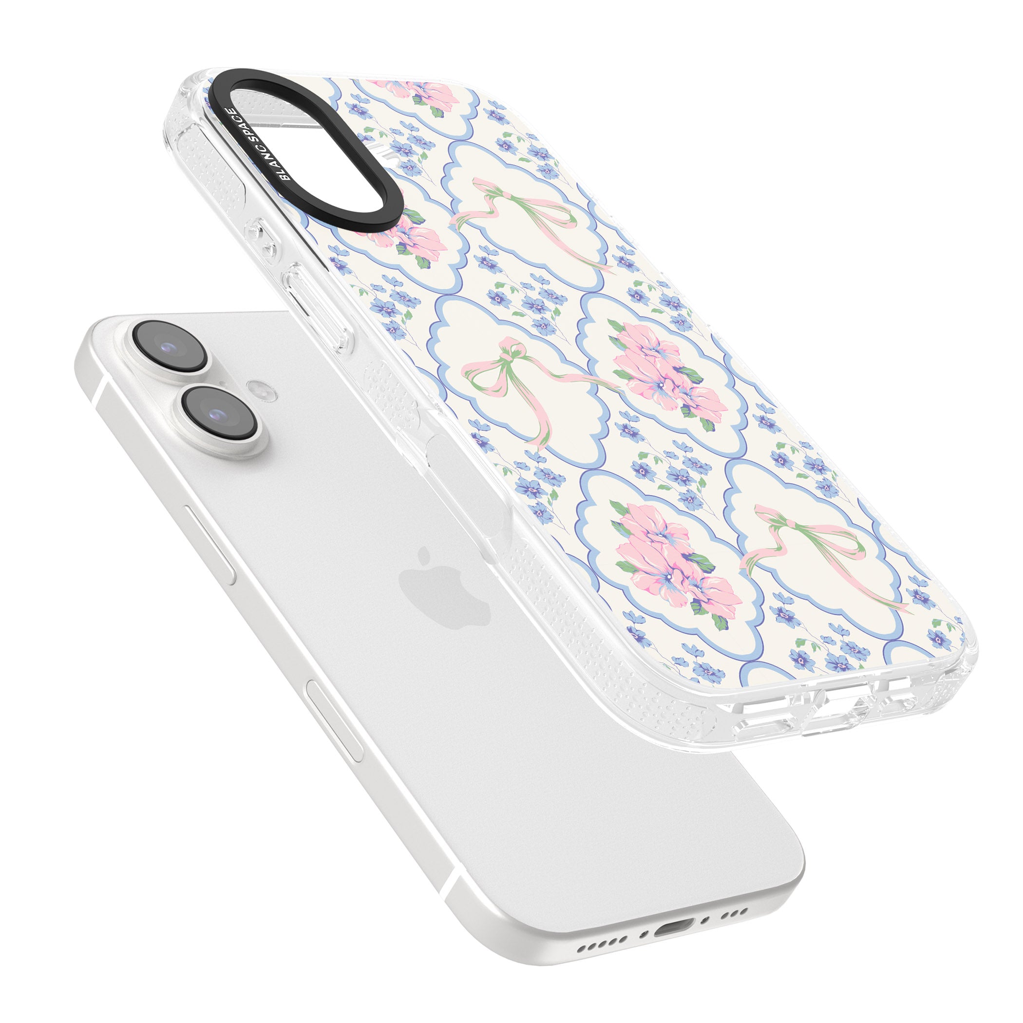 Coquette Flowers & Bows iPhone 16 / 16 Plus Clear Case Impact Air - Blanc Space