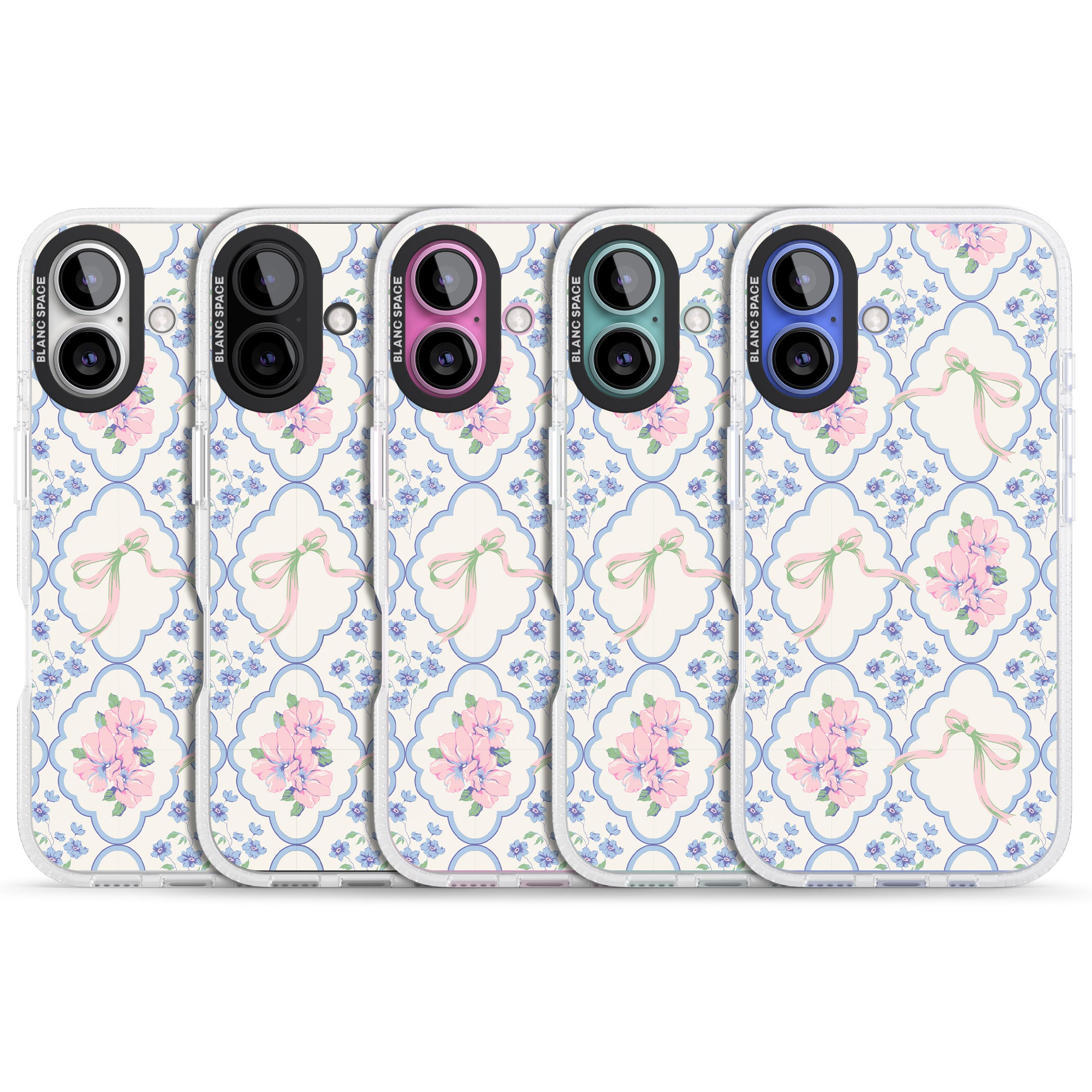 Coquette Flowers & Bows iPhone 16 / 16 Plus Clear Case Impact Air - Blanc Space