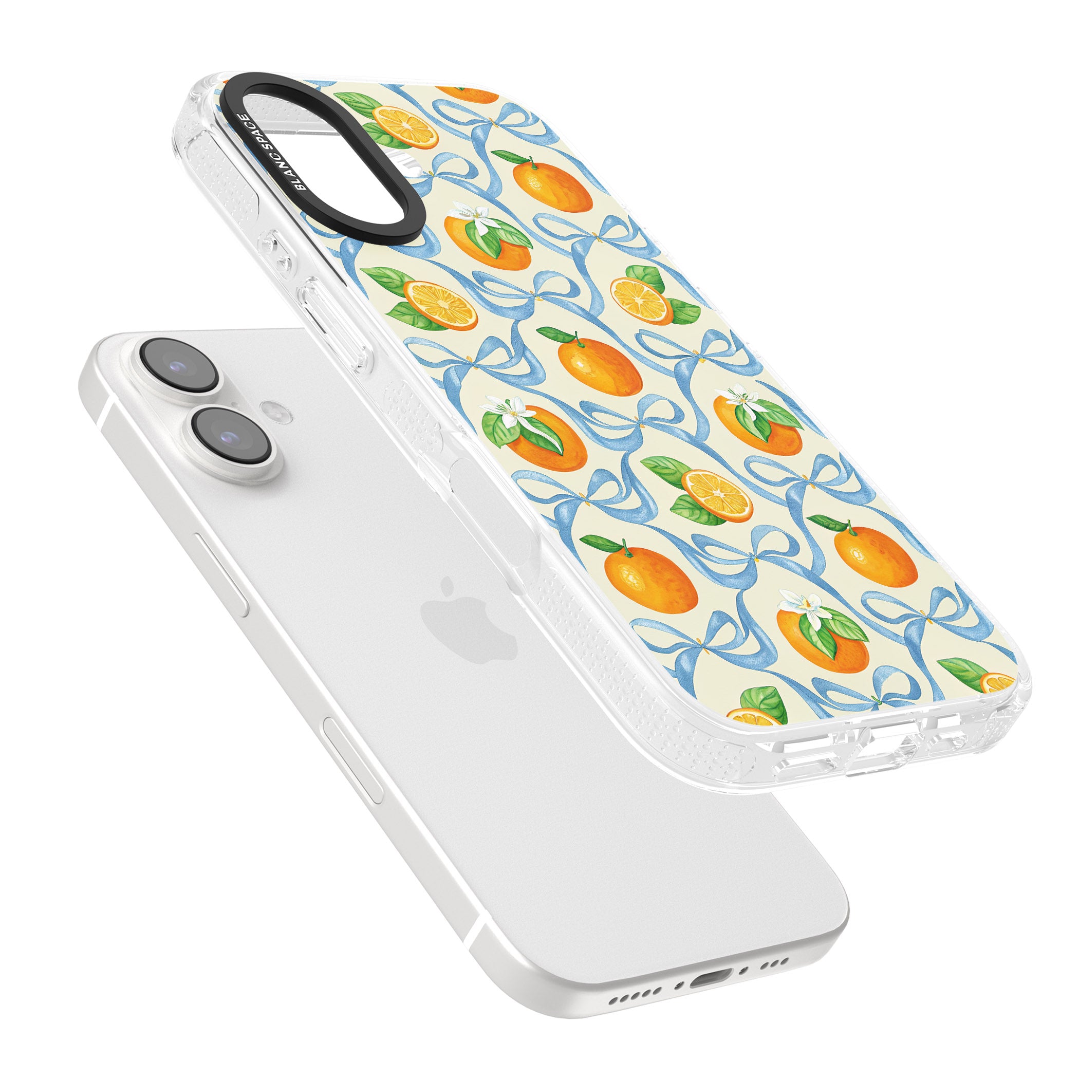 Bows & Clementines iPhone 16 / 16 Plus Clear Case Impact Air - Blanc Space